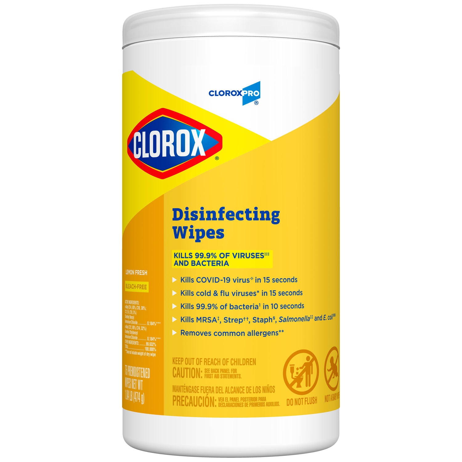 15948 - Clorox Sales Company - CloroxPro™ Clorox® Disinfecting Wipes, Lemon Fresh, 75 ct, 6/cs (Continental US Only) , cs