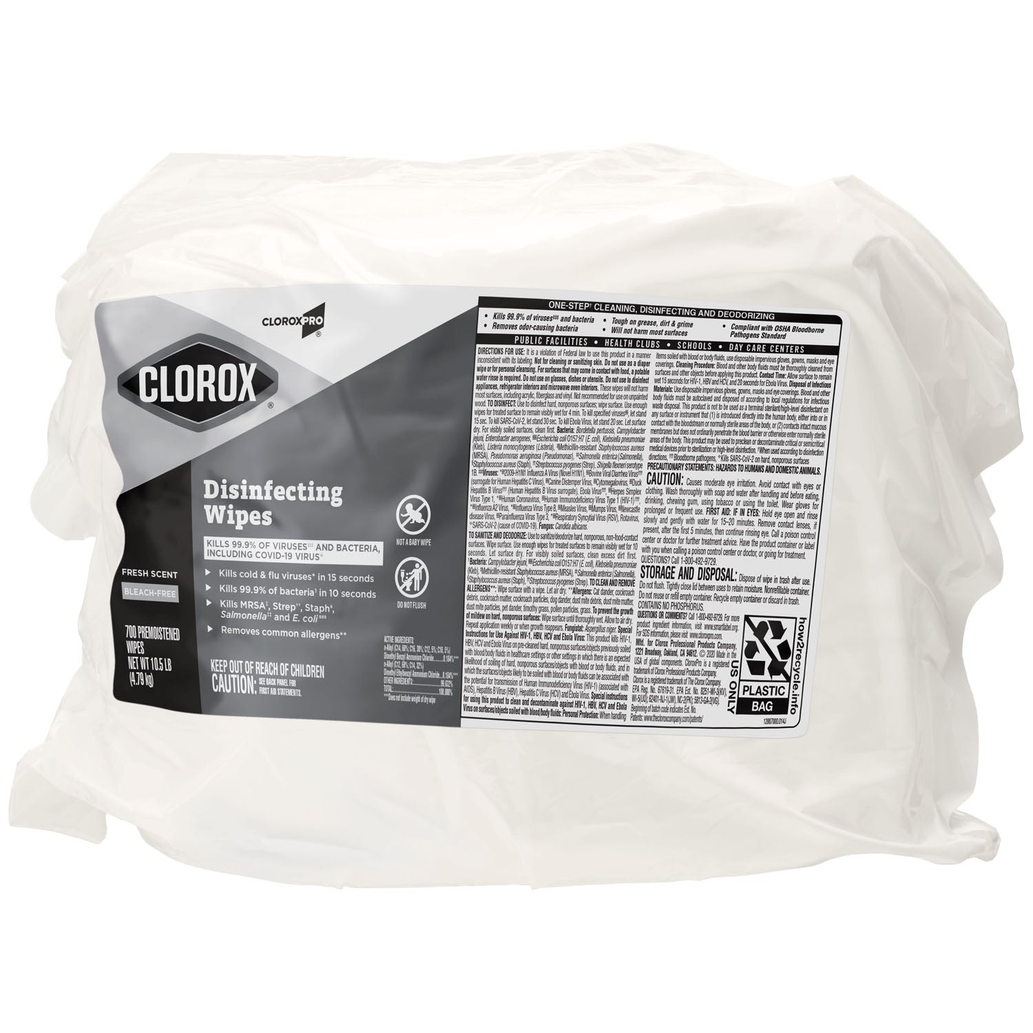 31428 - 高樂氏銷售公司 - CloroxPro™ 高樂氏®消毒濕紙巾,清新香味,700片裝,2箱/盒(僅限美國大陸地區),cs