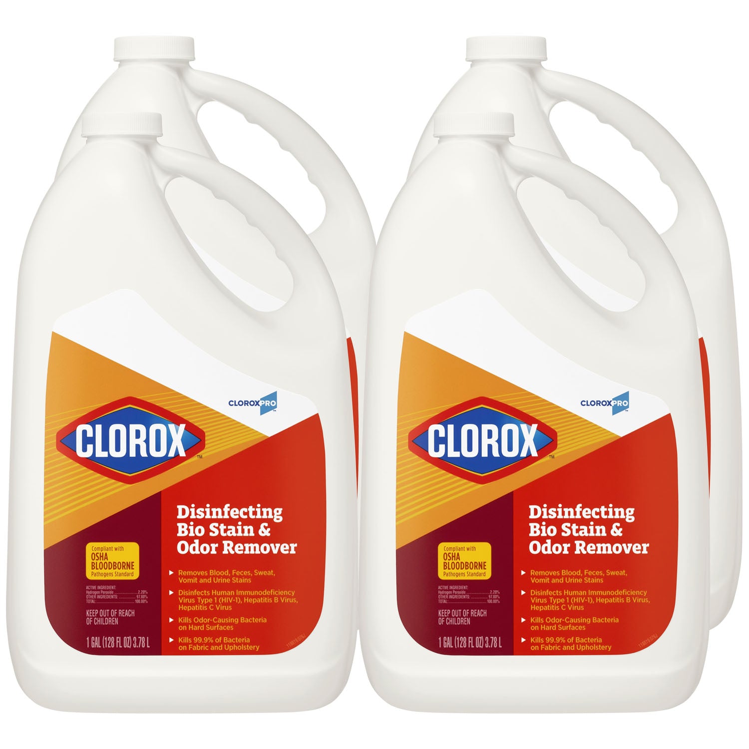 31910 - 高樂氏銷售公司 - CloroxPro™ 高樂氏® 消毒生物去漬除臭劑補充裝,128 液盎司,4 瓶/箱(30 箱/托盤)(僅限美國大陸地區),箱裝