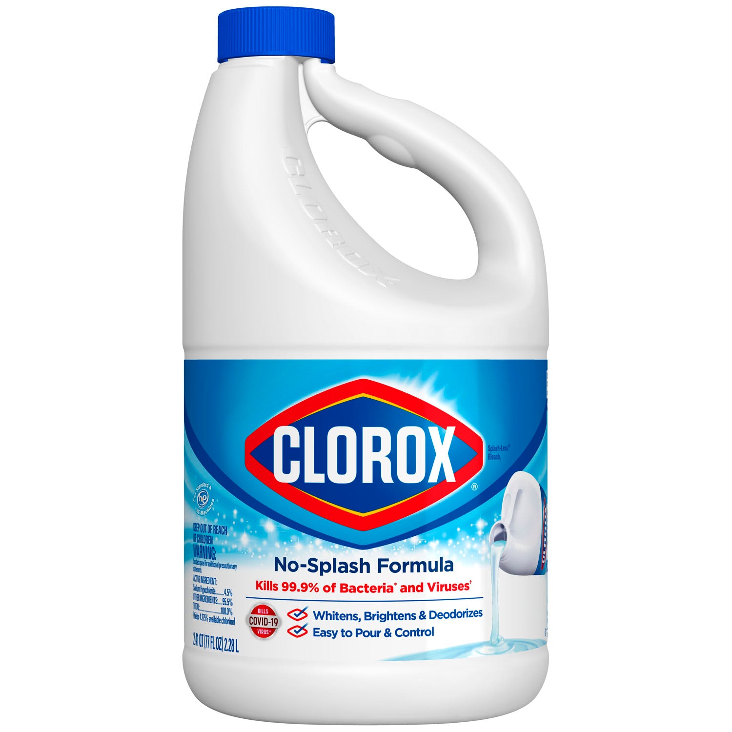 32347 - Clorox Sales Company - Clorox® Splash-Less® Bleach, Disinfecting Bleach, Regular, 77 oz, 6/cs (Continental US Only) , cs