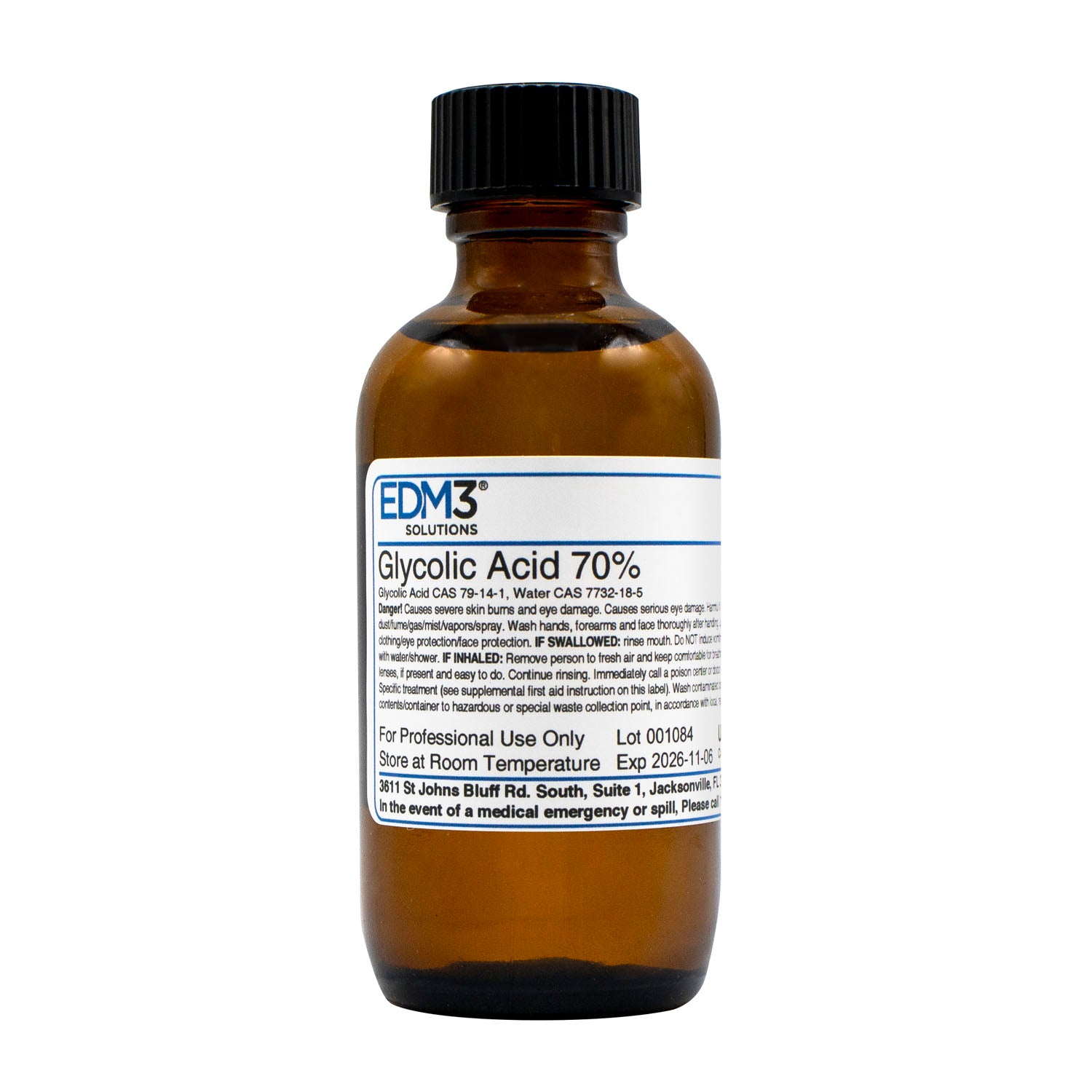 400453 - EDM3 Company LLC - Glycolic Acid, 70%, 2 oz (Item is Non-Returnable) (US Only) , ea