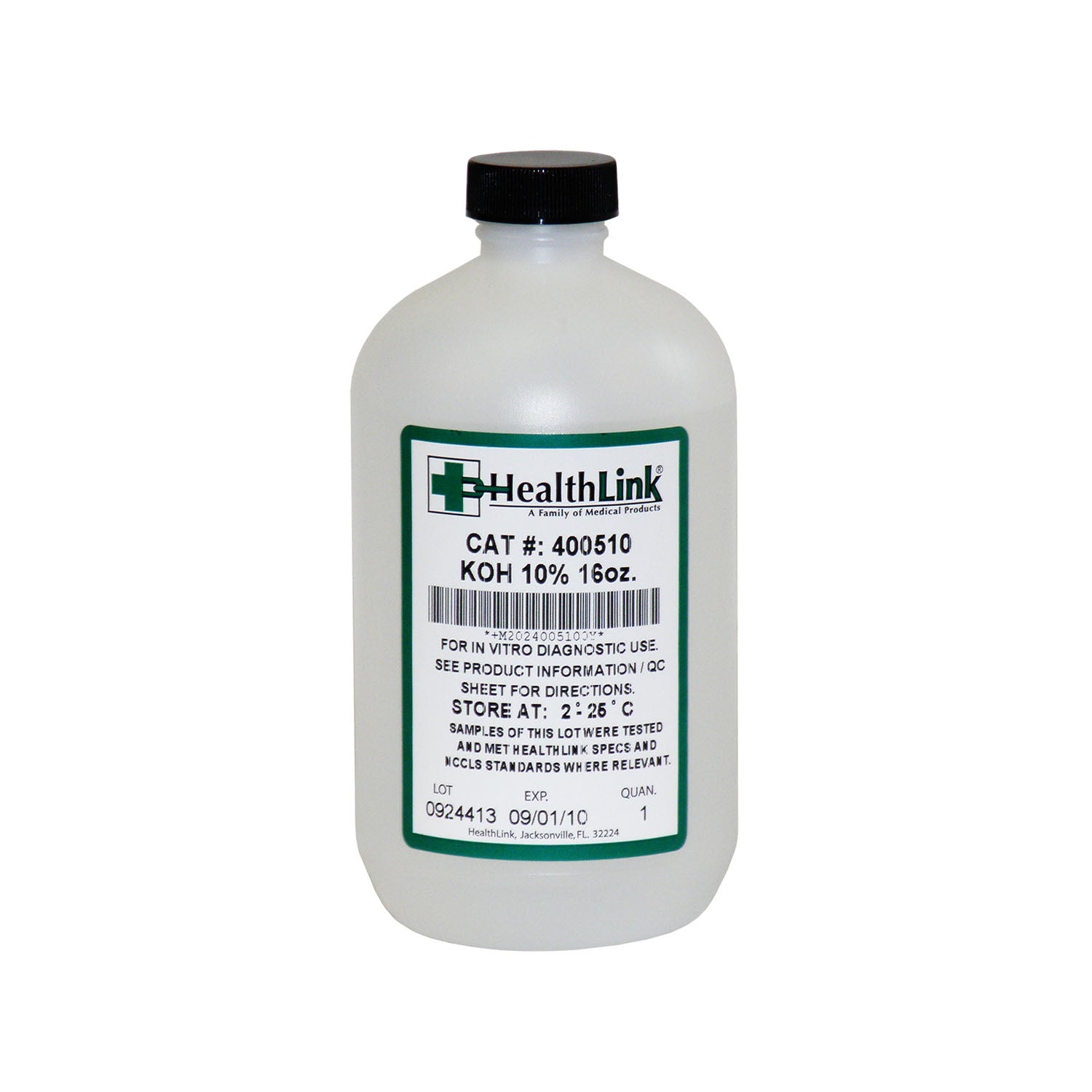 400510 - EDM3 Company LLC - KOH 10%, 16 oz (Item is Non-Returnable) (US Only) (HAZMAT Fees Apply, cannot ship via Air or to AK, GU, HI, MP, PR, VI) , ea