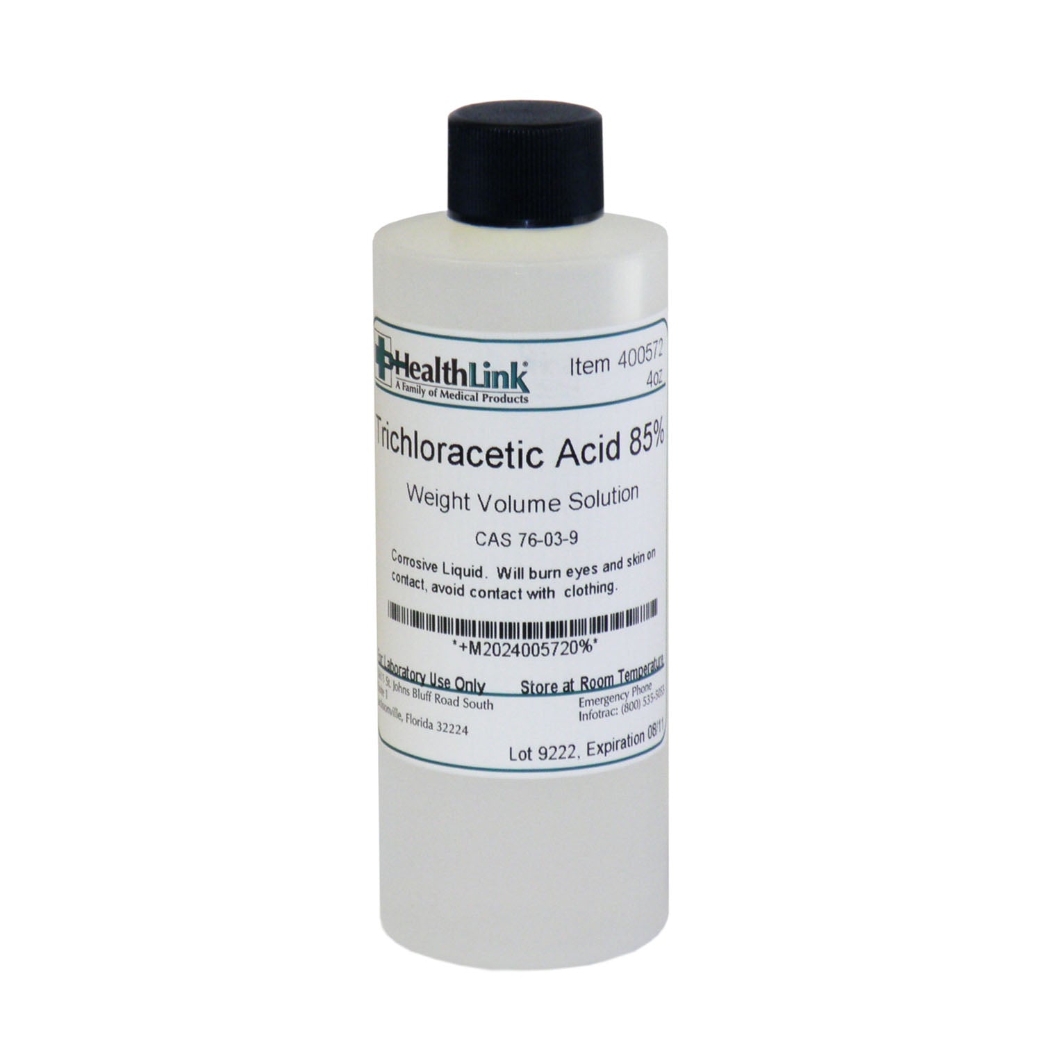 400572 - EDM3 Company LLC - Ácido tricloroacético, 85 %, 4 oz (artículo no retornable) (solo EE. UU.) (se aplican tarifas HAZMAT, no se puede enviar por aire ni a AK, GU, HI, MP, PR, VI), c/u