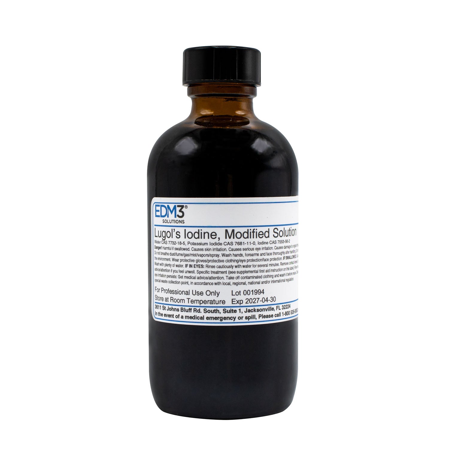 400717 - EDM3 Company LLC - Lugol's Iodine, Modified, 2.1%, 4oz (Item is Non-Returnable) (US Only) , ea