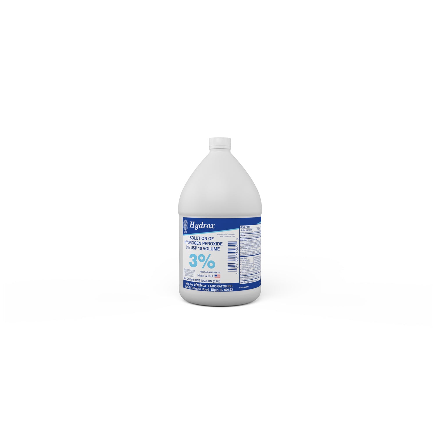A0013 - Hydrox Laboratories - Hydrogen Peroxide 3%, 1 Gal, 4 gal/cs (36 cs/plt) (US Only) , cs