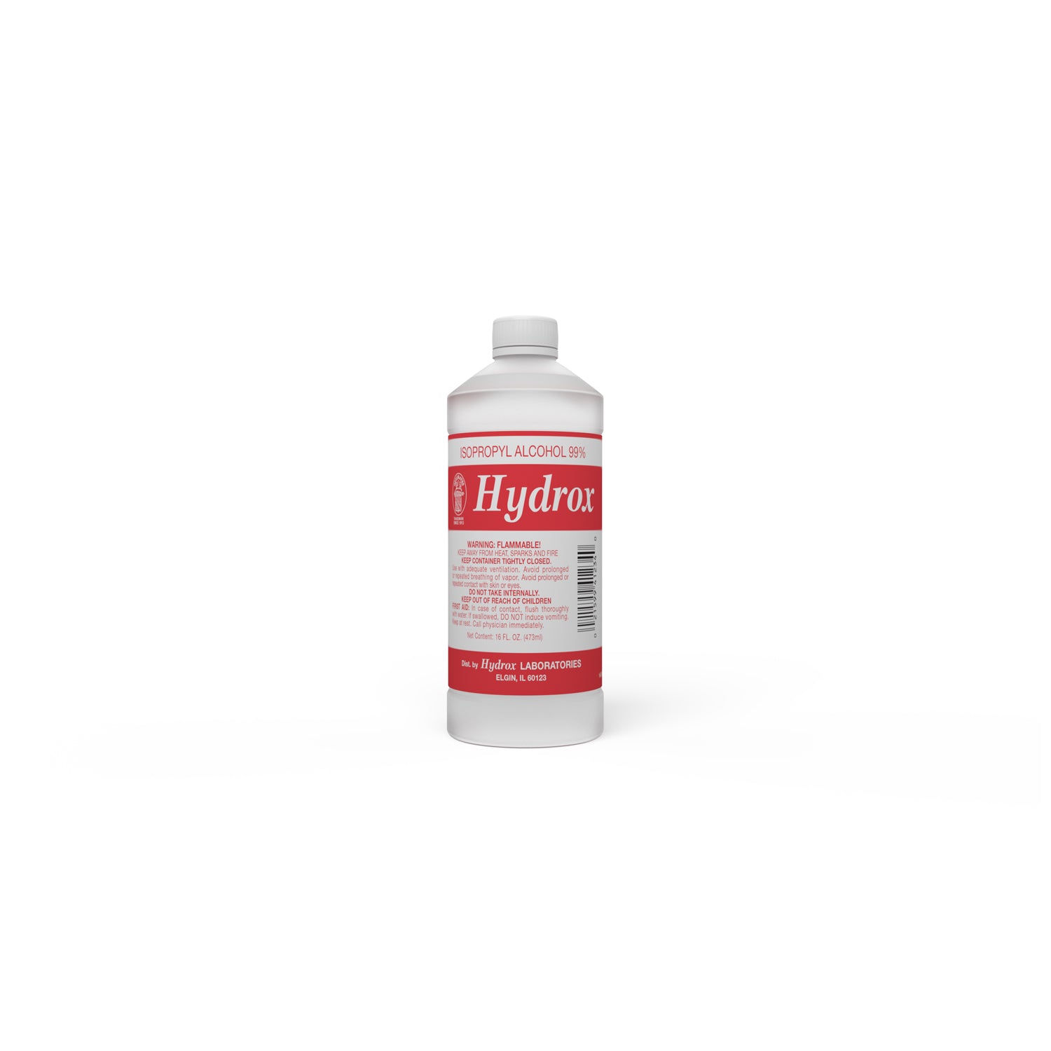 D0052 - Hydrox Laboratories - Isopropyl Alcohol 99%, 16 oz, 12 btl/cs (144 cs/plt) (US Only) (HAZMAT Fees Apply, cannot ship via Air or to AK, GU, HI, MP, PR, VI) REQUIRES HAZMAT SHIPMENT , cs