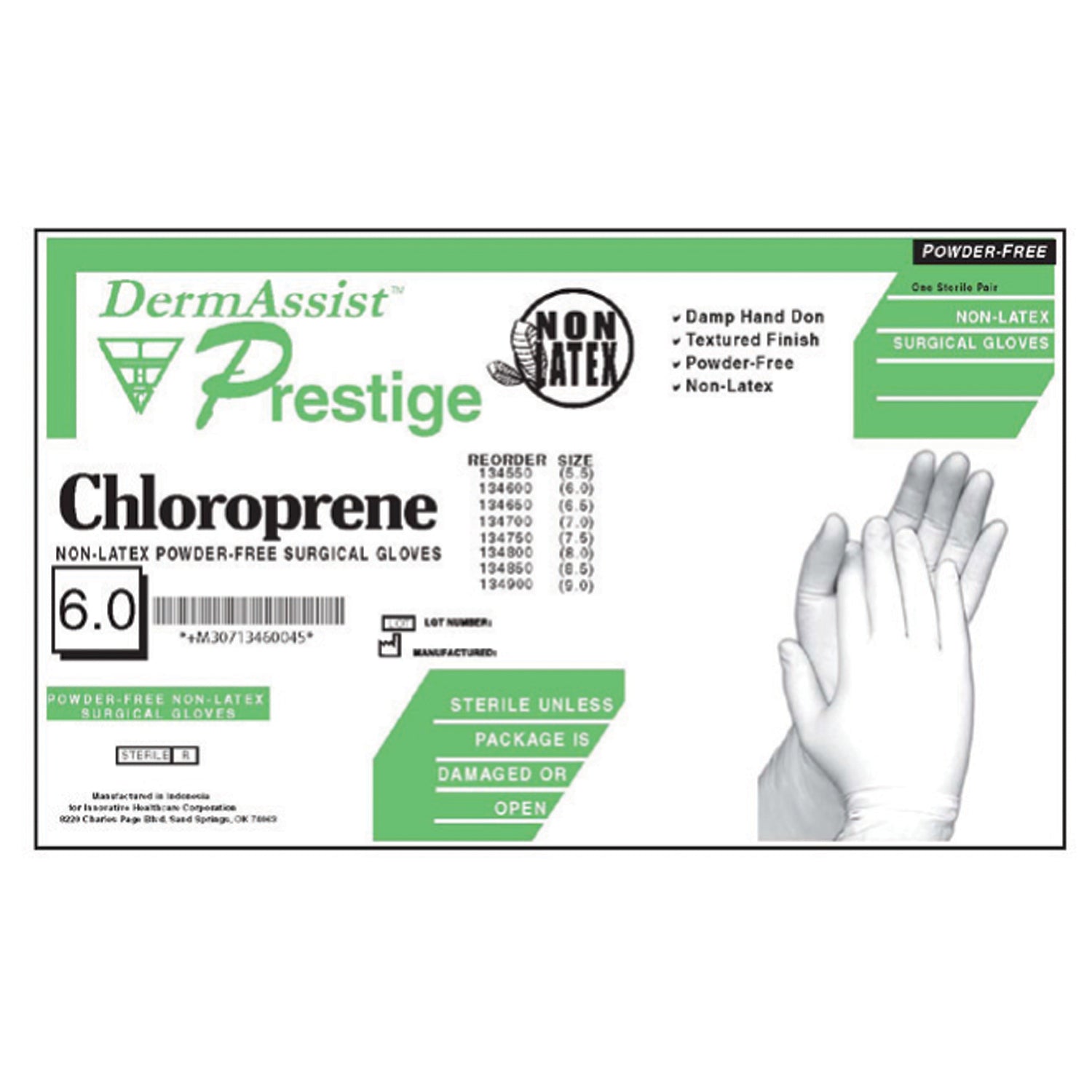 134650 - Innovative Healthcare Corp., Inc. - Gloves, Surgical, Size 6½. Polychloroprene, Sterile, PF, Textured Finish, 25 pr/bx, 4 bx/cs (60 cs/plt) , cs