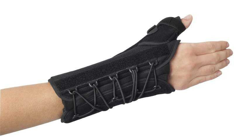561595 - ProCare - Wrist Brace with Thumb Spica ProCare Quick-Fit W.T.O. Aluminum / Foam / Nylon Right Hand Black One Size 79-87480 Pack of 1, (EA)