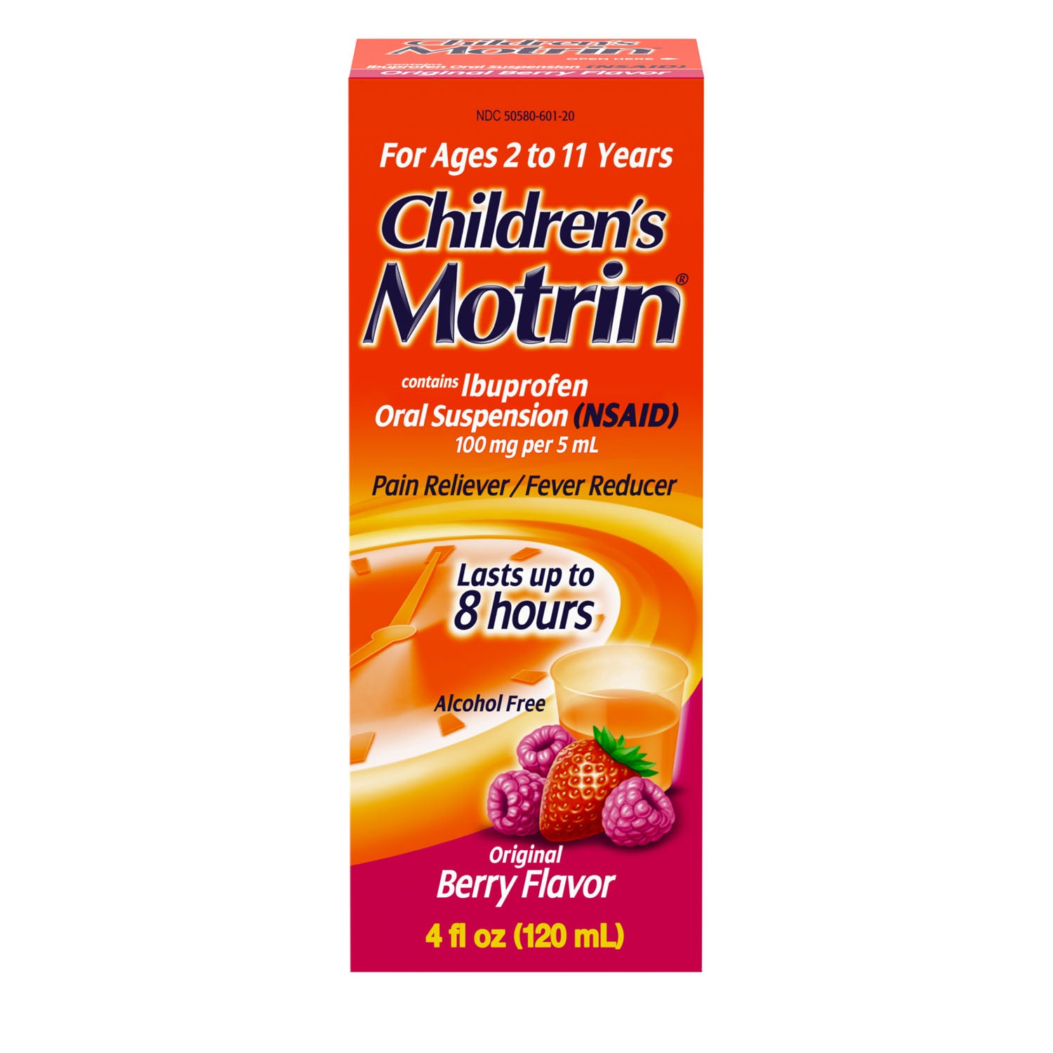 019216 - Kenvue - Motrin, para niños, Original Berry, 4 fl oz, 6/caja, 6 bx/caja (solo EE. UU. continental + HI) (Precios sujetos a cambios sin previo aviso), caja