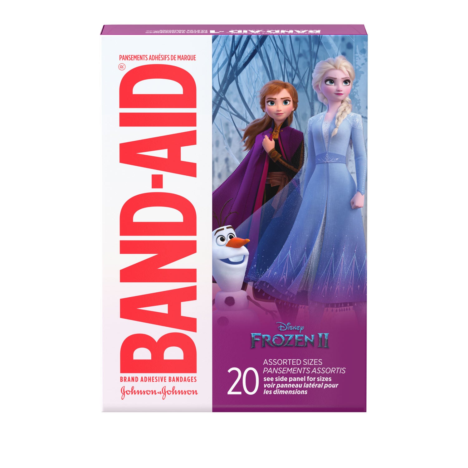 116317 - Kenvue - Band-Aid® - Vendaje adhesivo, Disney Frozen, surtido, 20 unidades, 6/caja, 4 cajas/caja (solo EE. UU. continentales e HI) (Precios sujetos a cambios sin previo aviso), caja