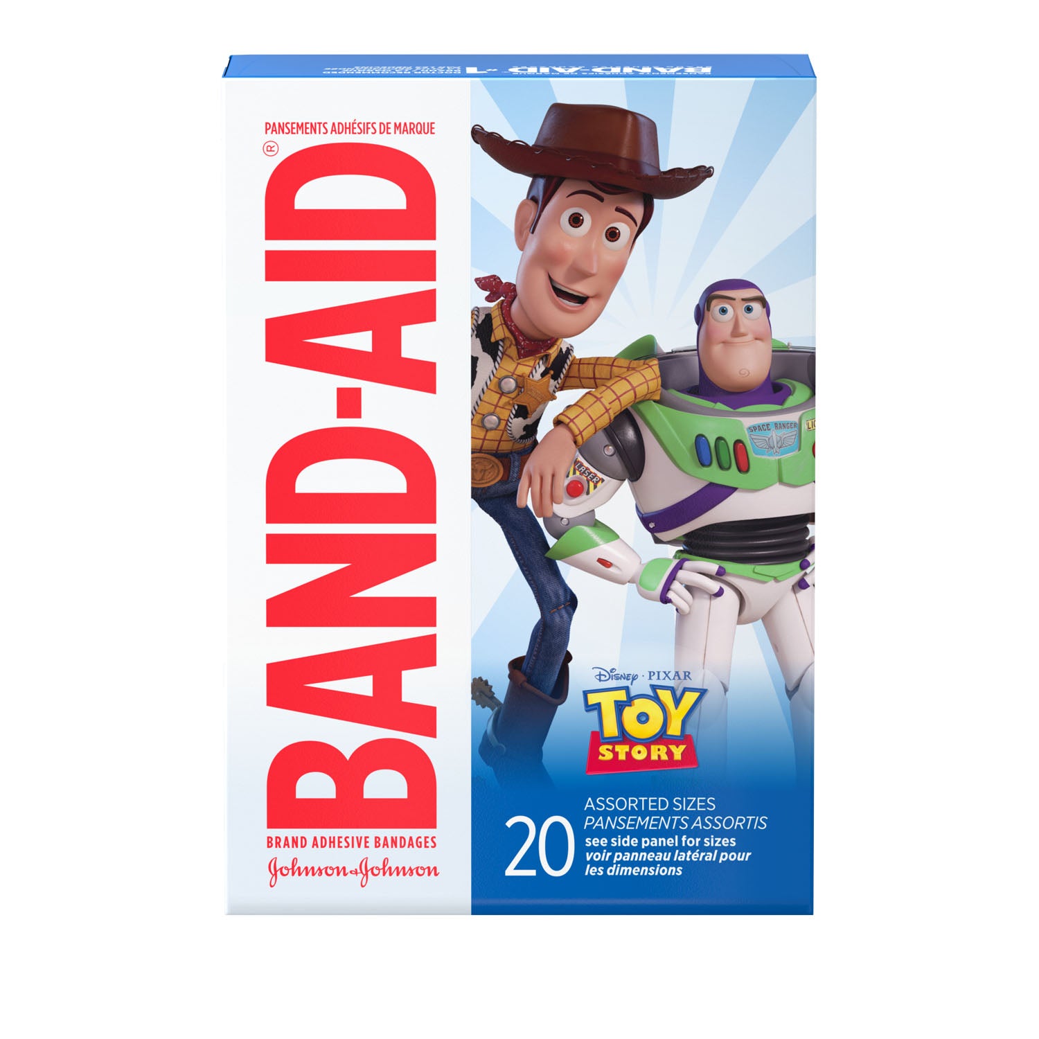 118368 - Kenvue - Band-Aid®, Toy Story 4, Surtido, 20 unidades, Estéril, 6/caja, 4 cajas/caja (Solo EE. UU. continental + HI) (Precios sujetos a cambios sin previo aviso), caja
