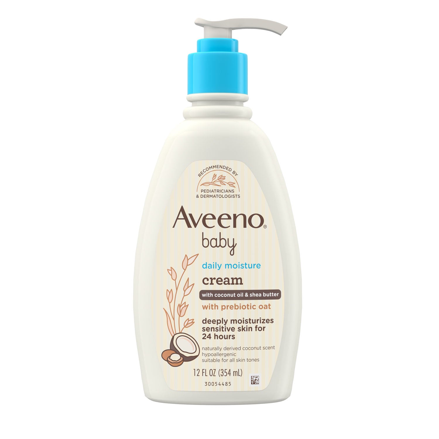 202140 - Kenvue - Aveeno Baby Crema hidratante diaria con aceite de coco y manteca de karité, 12 oz, paquete de 3, paquete de 4/caja (solo EE. UU. continental e HI) (Precios sujetos a cambios sin previo aviso), caja