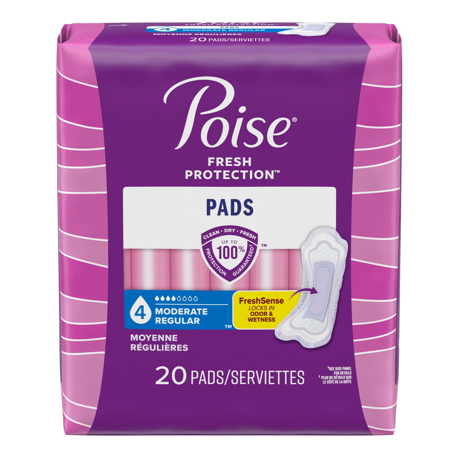 19564 - Kimberly-Clark Consumer - Poise Moderate Absorbency Pads, 20/pk, 6 pk/cs (US Only) , cs