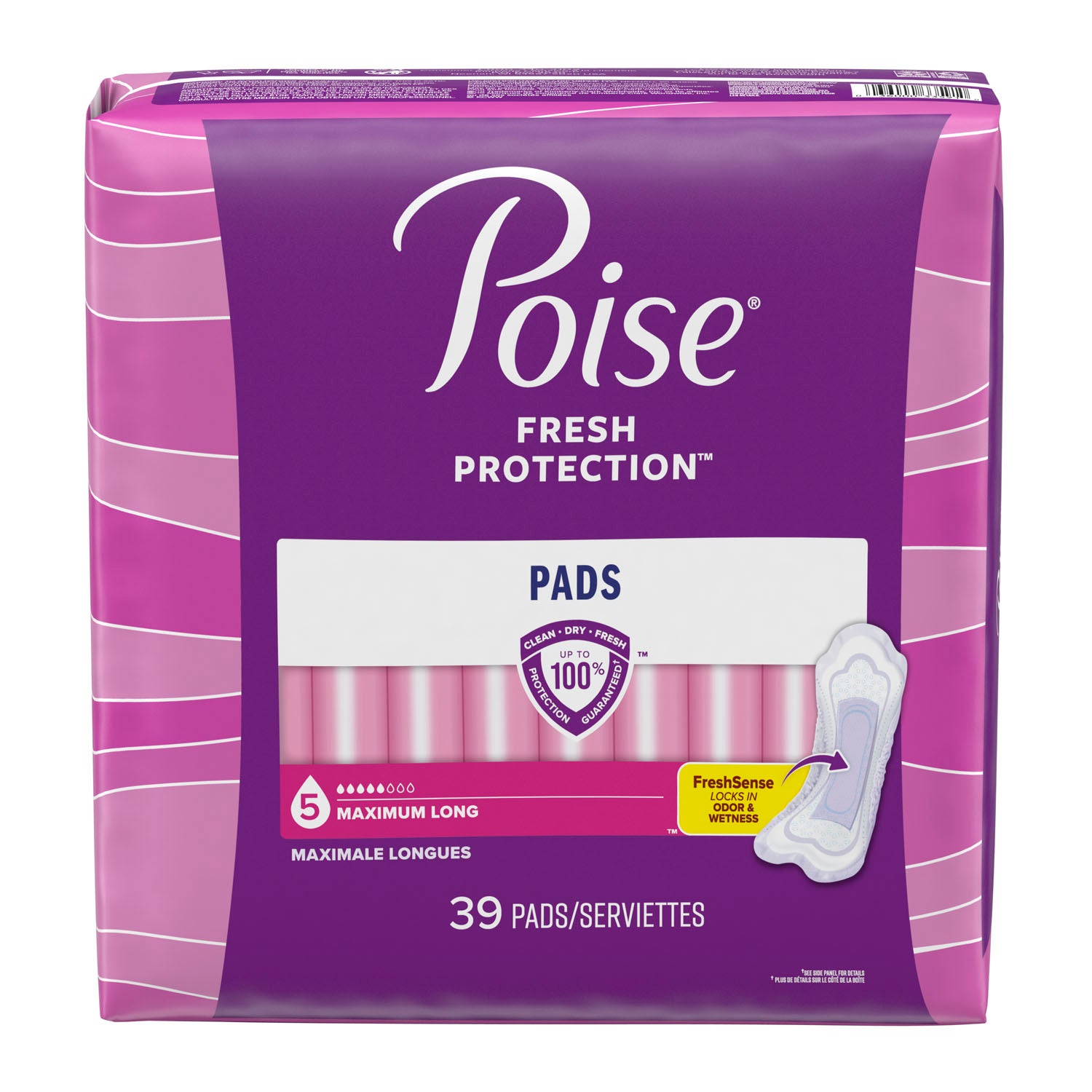 44561 - 金佰利消費品 - Poise 衛生棉,特強型,加長款,39 片/包,2 包/箱(64 箱/托盤)(僅限美國),箱