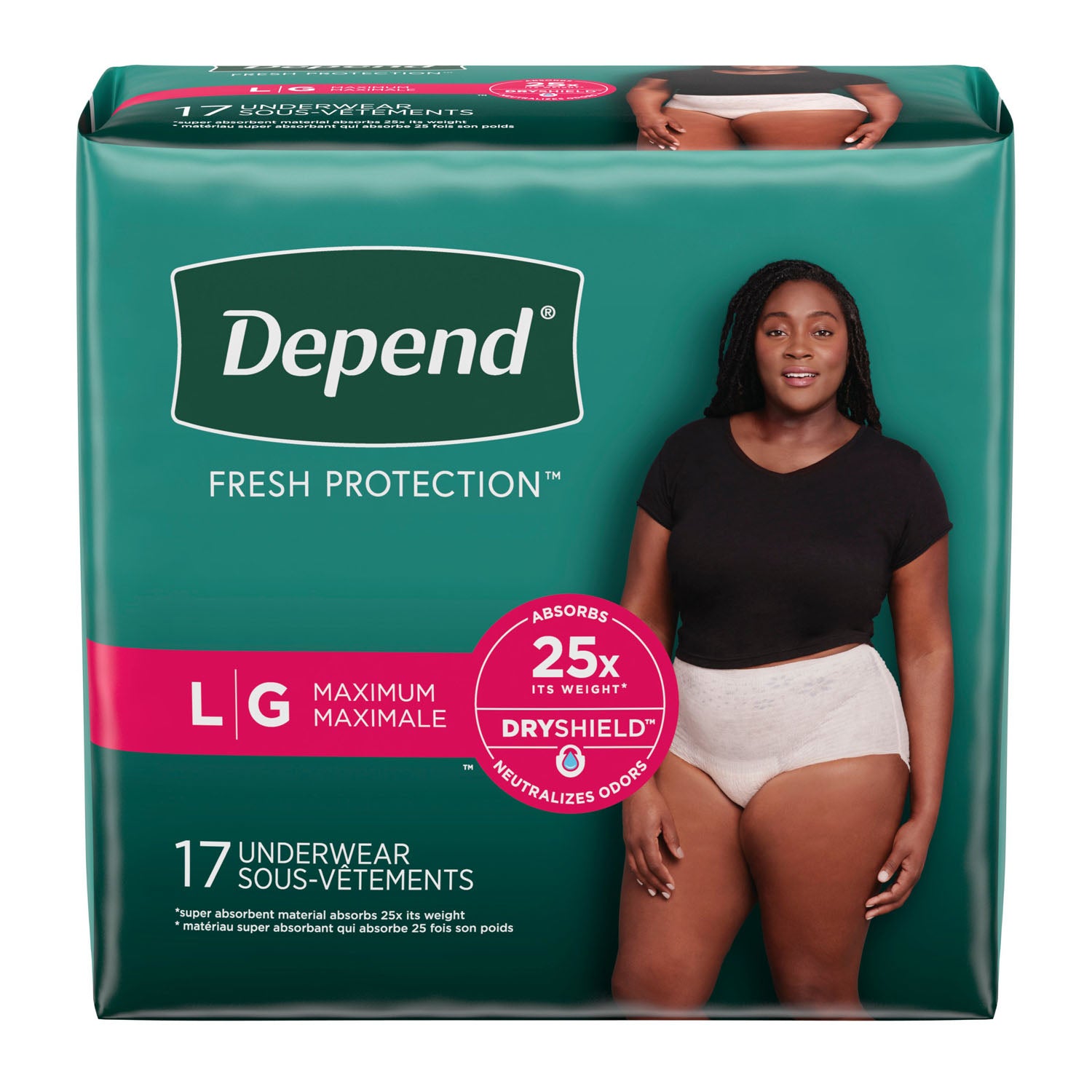 48124 - Kimberly-Clark Consumer - Depend's Women's Fit-Flex, Large, 38-44" Waist, 17/pk, 2 pk/cs (80 cs/plt) (US Only) , cs