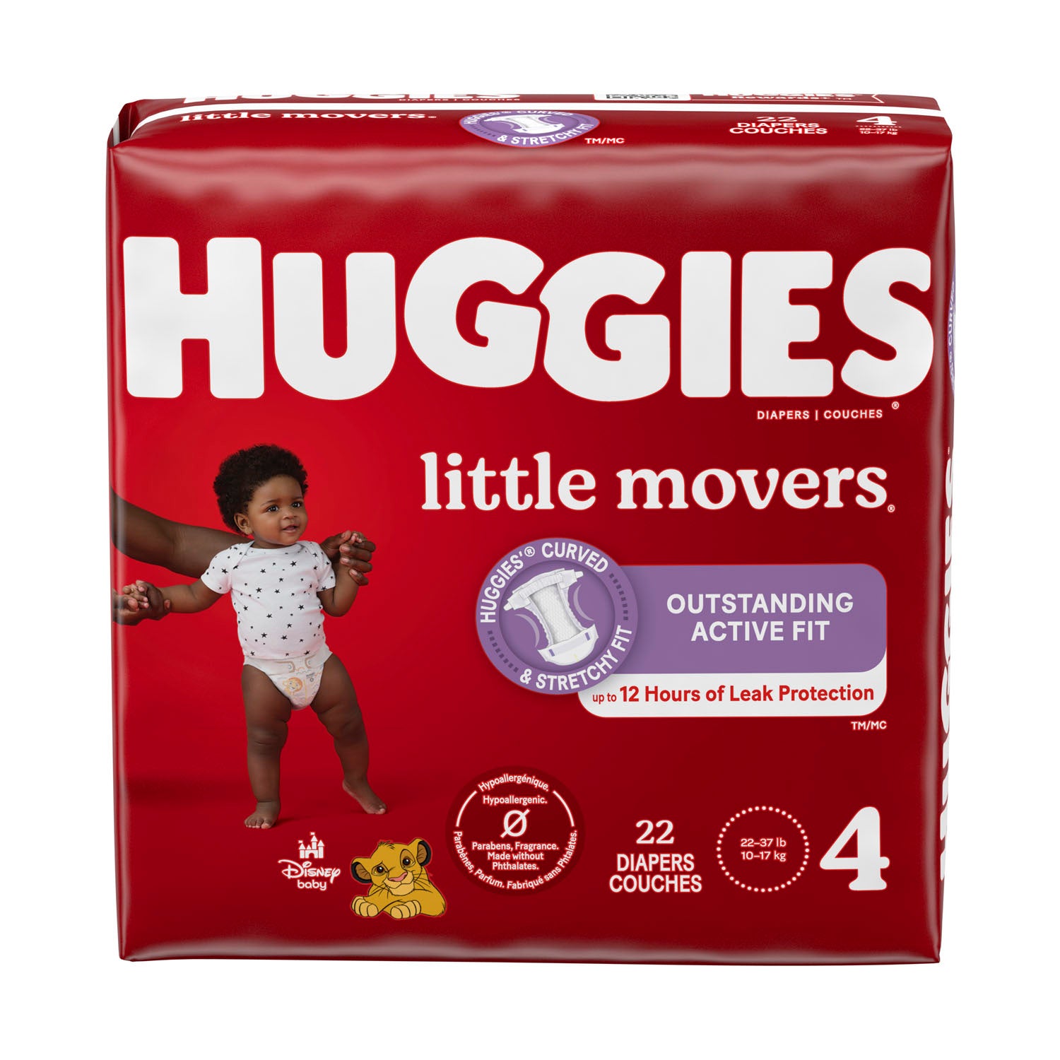 49679 - 金佰利消費品 - Little Movers,4號,超大包裝,22個/包,4包/箱(僅限美國),箱