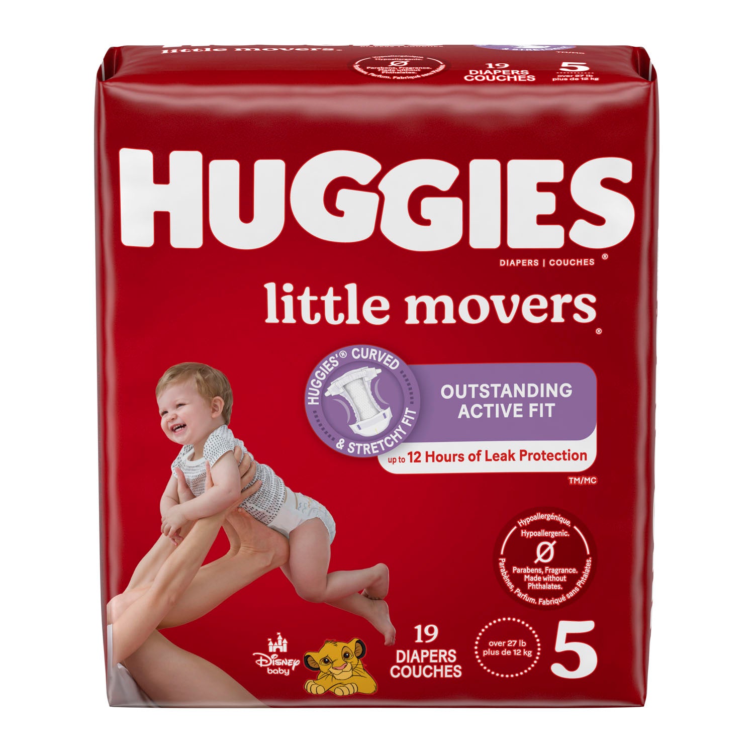49680 - 金佰利消費品 - Little Movers,5號,超大包裝,19個/包,4包/箱(僅限美國),箱