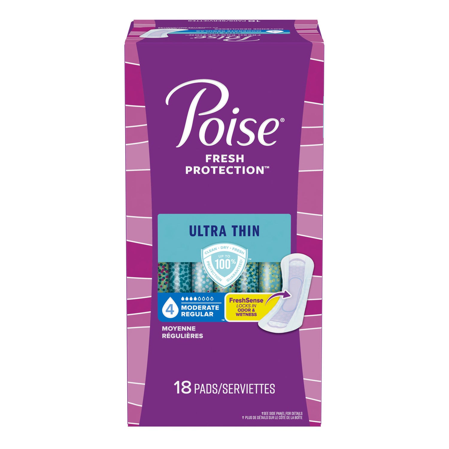 51396 - Kimberly-Clark Consumer - Toallas higiénicas Poise, ultrafinas, absorción moderada, paquete de 18, paquete de 4 (solo EE. UU.), caja