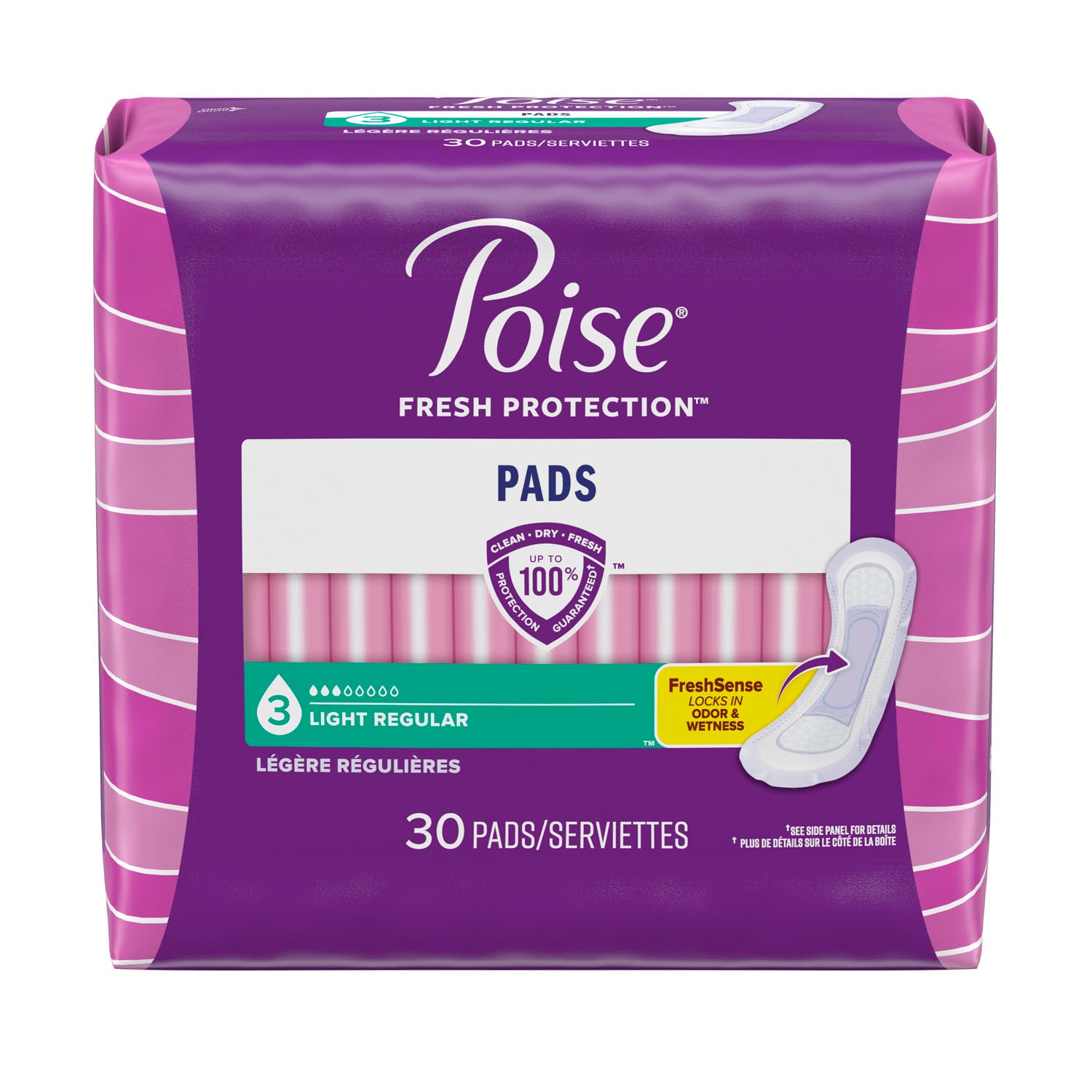 51668 - Kimberly-Clark Consumer - Toallas higiénicas Poise, regulares, de absorción ligera, paquete de 30, paquete de 4/caja (solo EE. UU.), caja