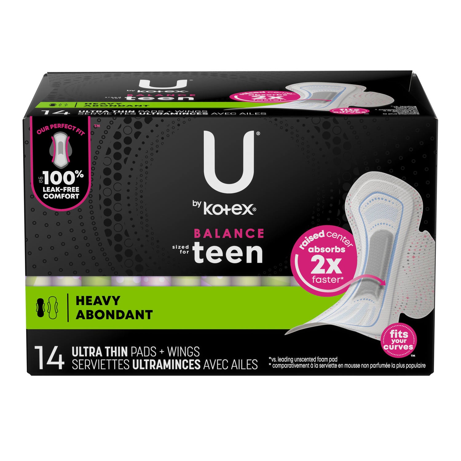 51752 - Kimberly-Clark Consumer - U by Kotex® Super Premium Pad, Ultra Thin, with Wing, Teen, 14/pk, 4 pk/cs (US Only) , cs