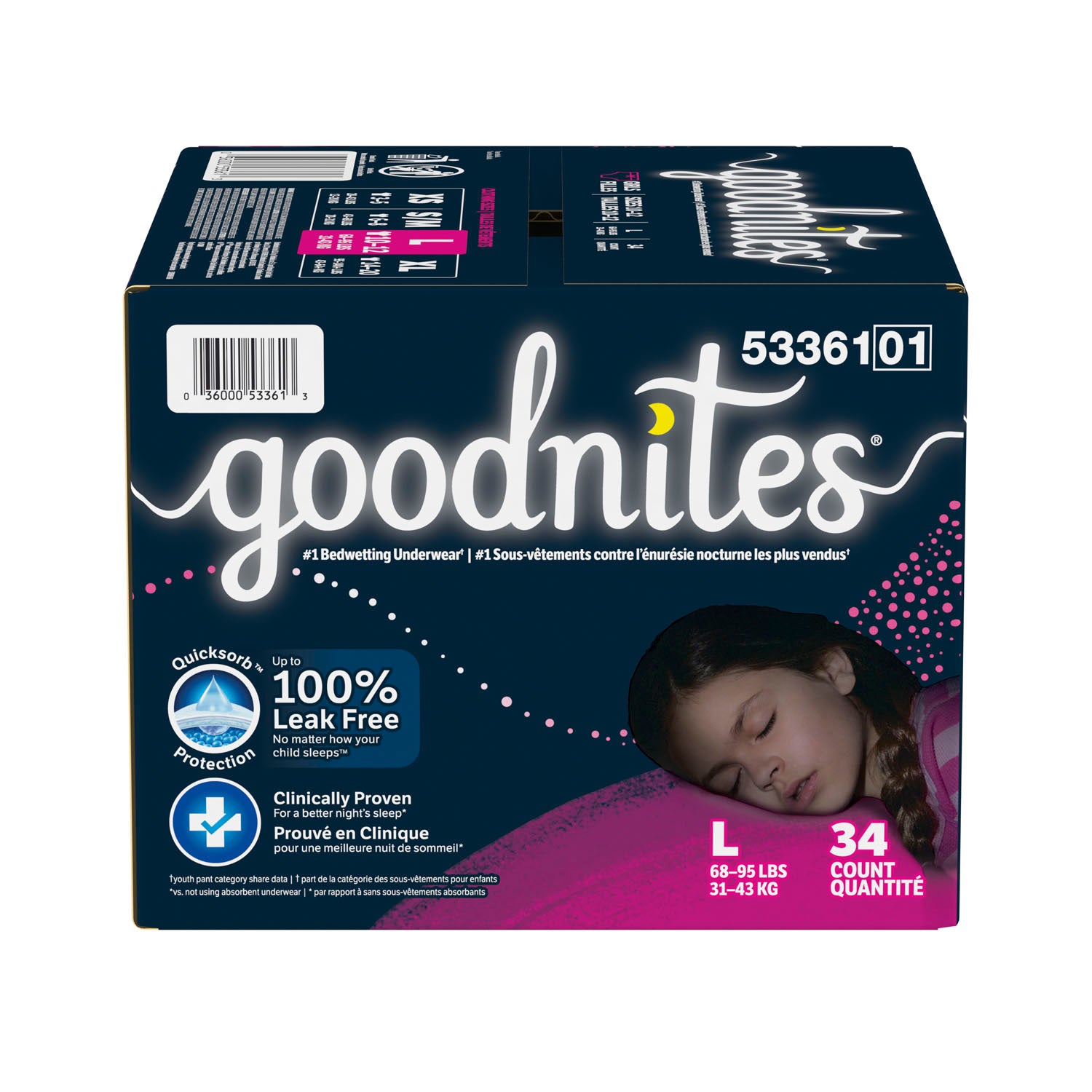 53361 - Kimberly-Clark Consumer - Youth Pants, Girl, Large, Giga, 34/pk, 1 pk/cs (US Only) , cs