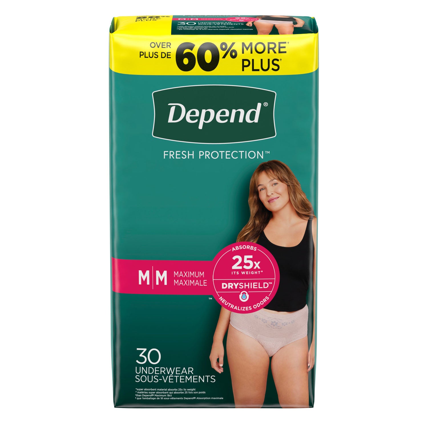 53742 - Kimberly-Clark Consumer - Underwear, Maximum Absorbency, Medium, Women, Blush, 30/pk, 2 pk/cs (54 cs/plt) (US Only) , cs