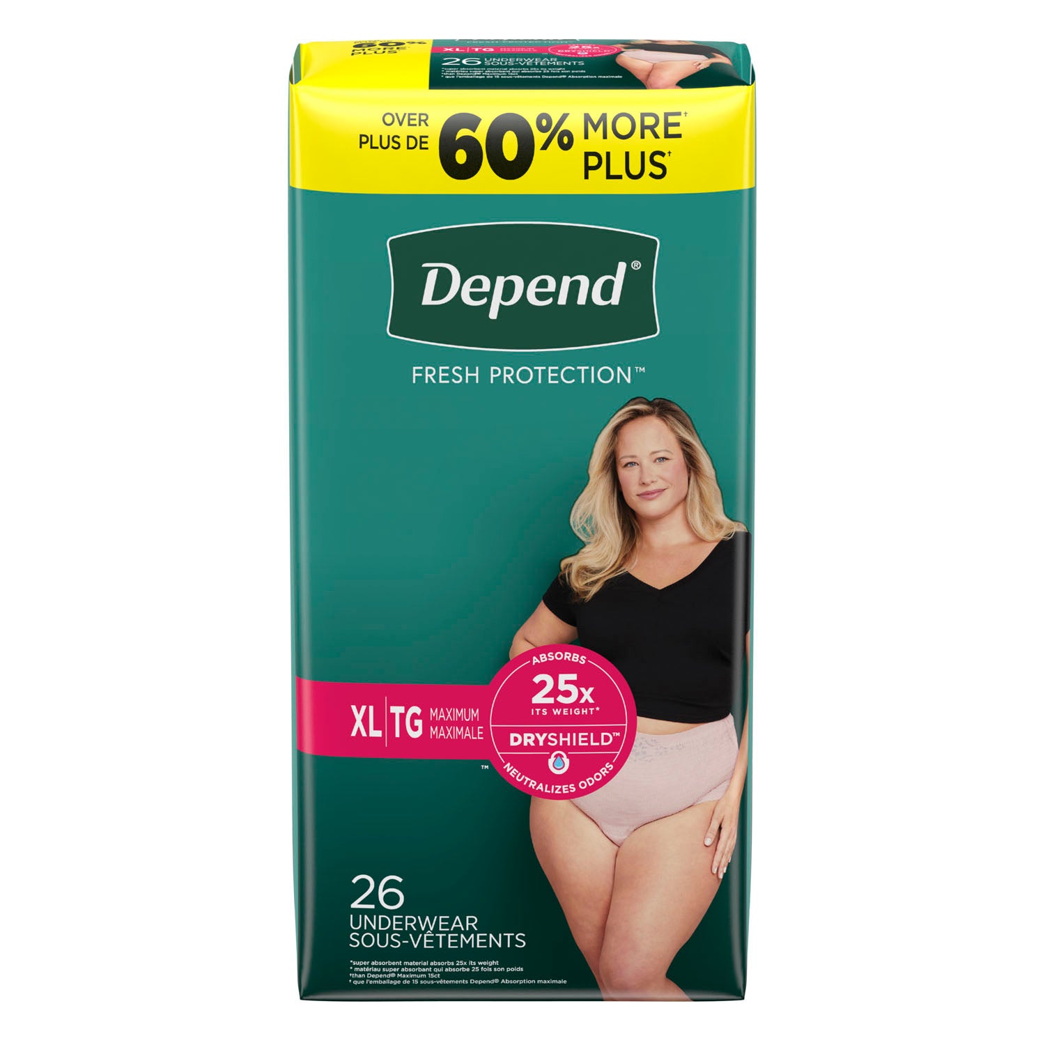 53744 - Kimberly-Clark Consumer - Underwear, Maximum Absorbency, X-Large, Women, Blush, 26/pk, 2 pk/cs (US Only) , cs