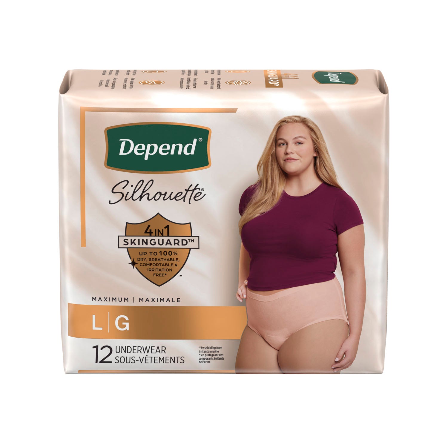 55424 - Kimberly-Clark Consumer - Silhouette Underwear, Female, Max Absorbency, Pink, Large, 12/pk, 2pk/cs (US Only) , cs