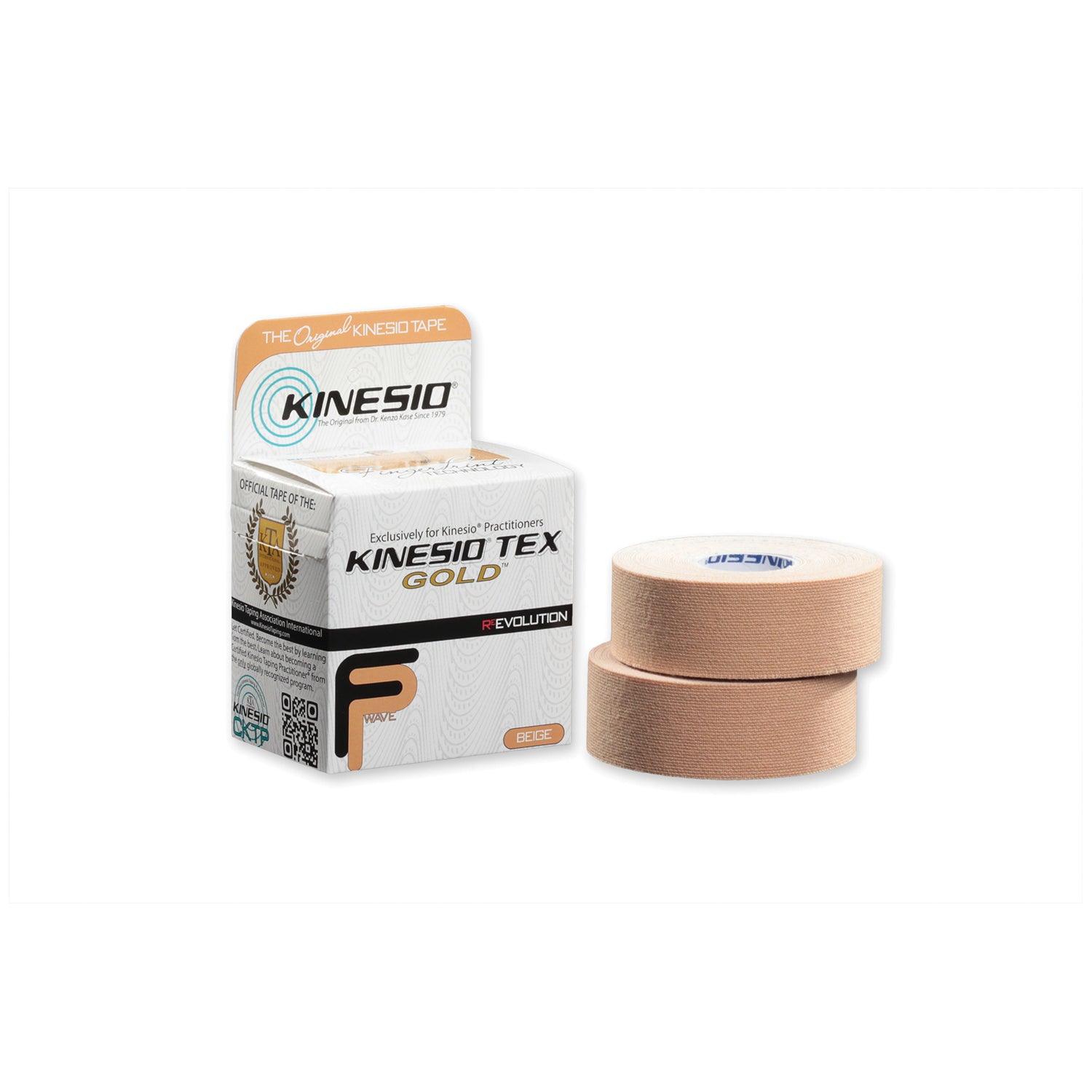 GKT15014FP - Kinesio Holding Corporation - Gold FP Tape, 1" x 5½ yds, Beige, 2/pk, 6 rl/bx (Products cannot be sold on Amazon.com or any other 3rd party platform) (090304) , bx