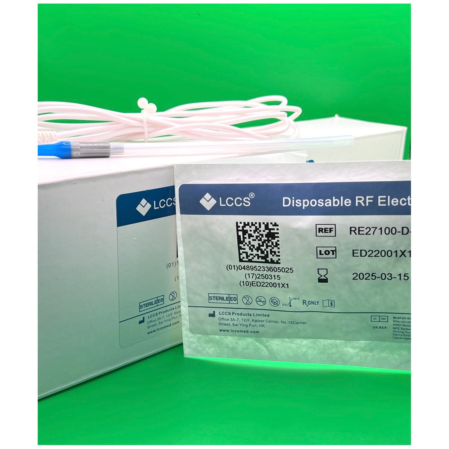 RE27100-D-LC - LCCS Medical, Inc. - 射頻電極,100mm x 27G,一次性使用,5個/盒(僅限美國)(價格如有變動,恕不另行通知),盒裝