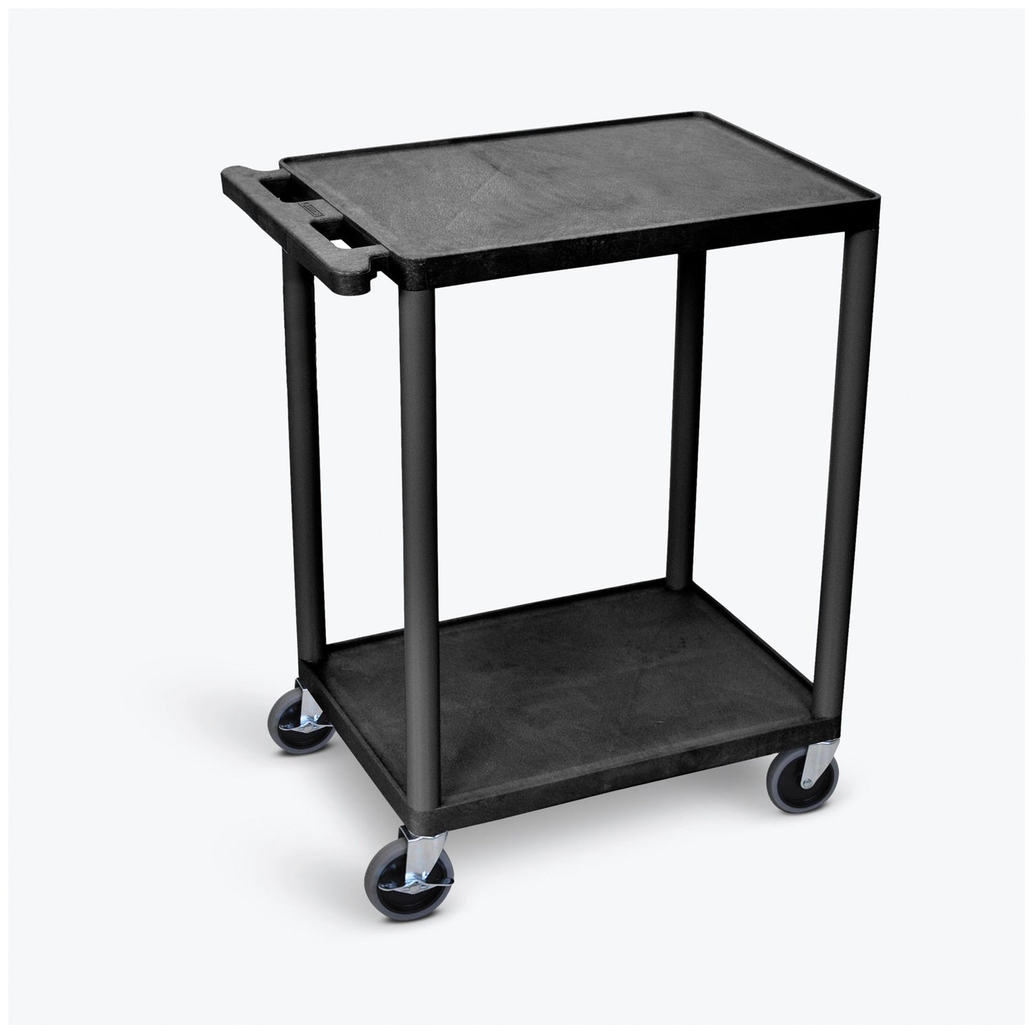 HE32-B - Luxor - Carrito, dos estantes, espuma de plástico, negro, 24" de ancho x 18" de profundidad x 33.5" de alto, (4) ruedas resistentes de 4" (2 con frenos de bloqueo), capacidad máxima de peso 400 lb (SOLO ENVÍO DIRECTO), c/u