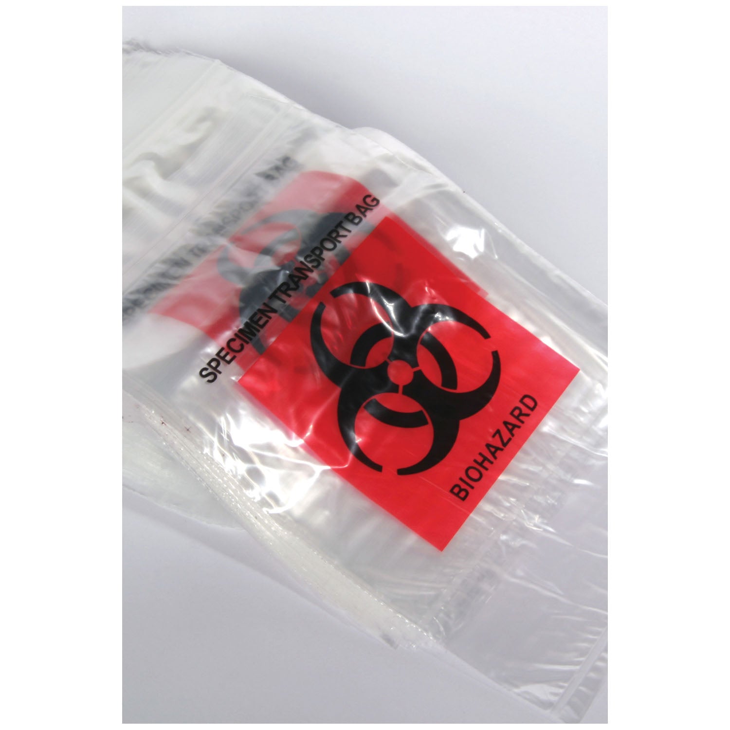 58-97 - Medegen Medical Products, LLC - 收集袋,6 英寸 x 9 英寸,拉鍊封口,經濟型,生物危害黑色/紅色印刷,1000 個/箱,cs