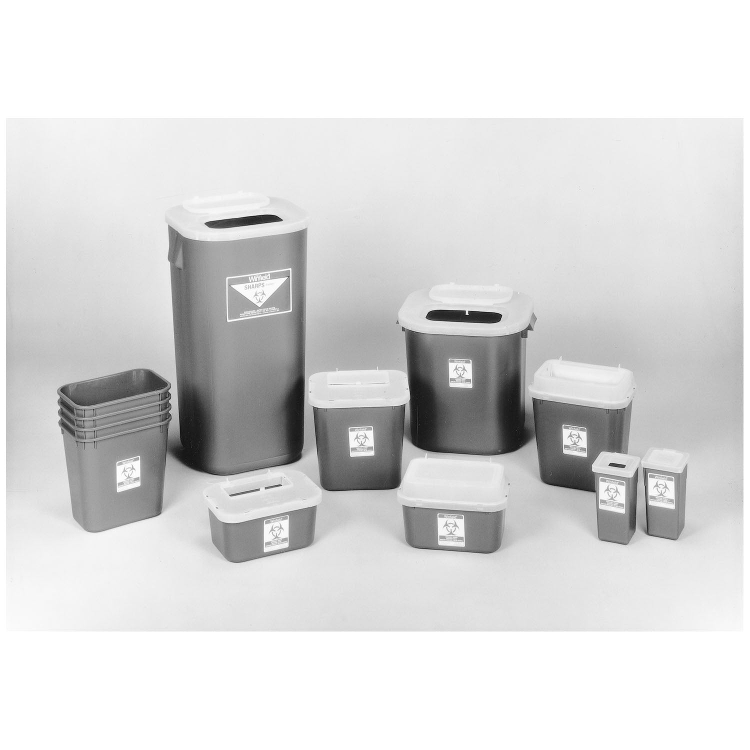 8702T - Medegen Medical Products, LLC - 利器盒,1誇脫半透明紅色,3½英吋寬 x 3½英吋深 x 7英吋高,72個/箱(24箱/托盤),箱裝