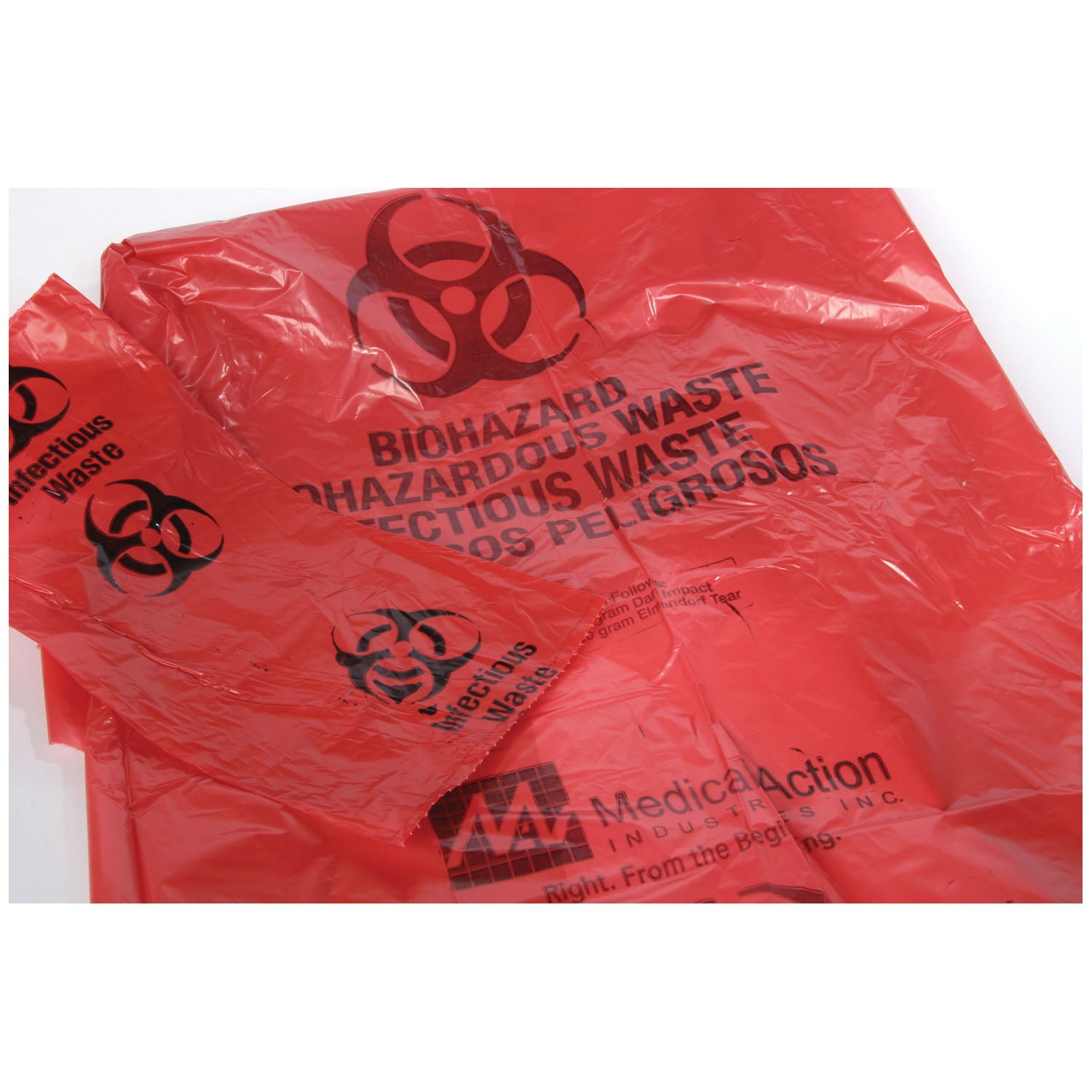 RD610 - Medegen Medical Products, LLC - Bolsas para cestas de basura, 11" x 14¼", 1,25 mil, rojas, "Residuos Biopeligrosos", 20/caja, 10 cajas/caja (120 cajas/plt)