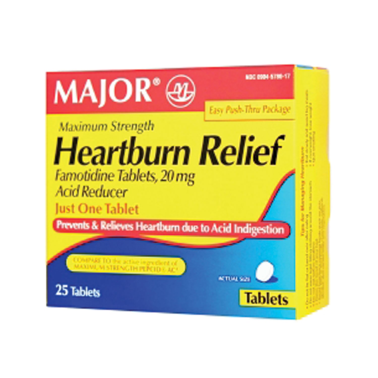 006134 - Major Pharmaceuticals - Heartburn Relief, Maximum Strength, 25s, Compare to Pepcid AC® Maximum Strength, 24/cs, NDC# 00904-5780-17 (US Only) (Products cannot be sold to retail stores or online retailers such as Amazon, Walmart, eBay, Alibaba, et