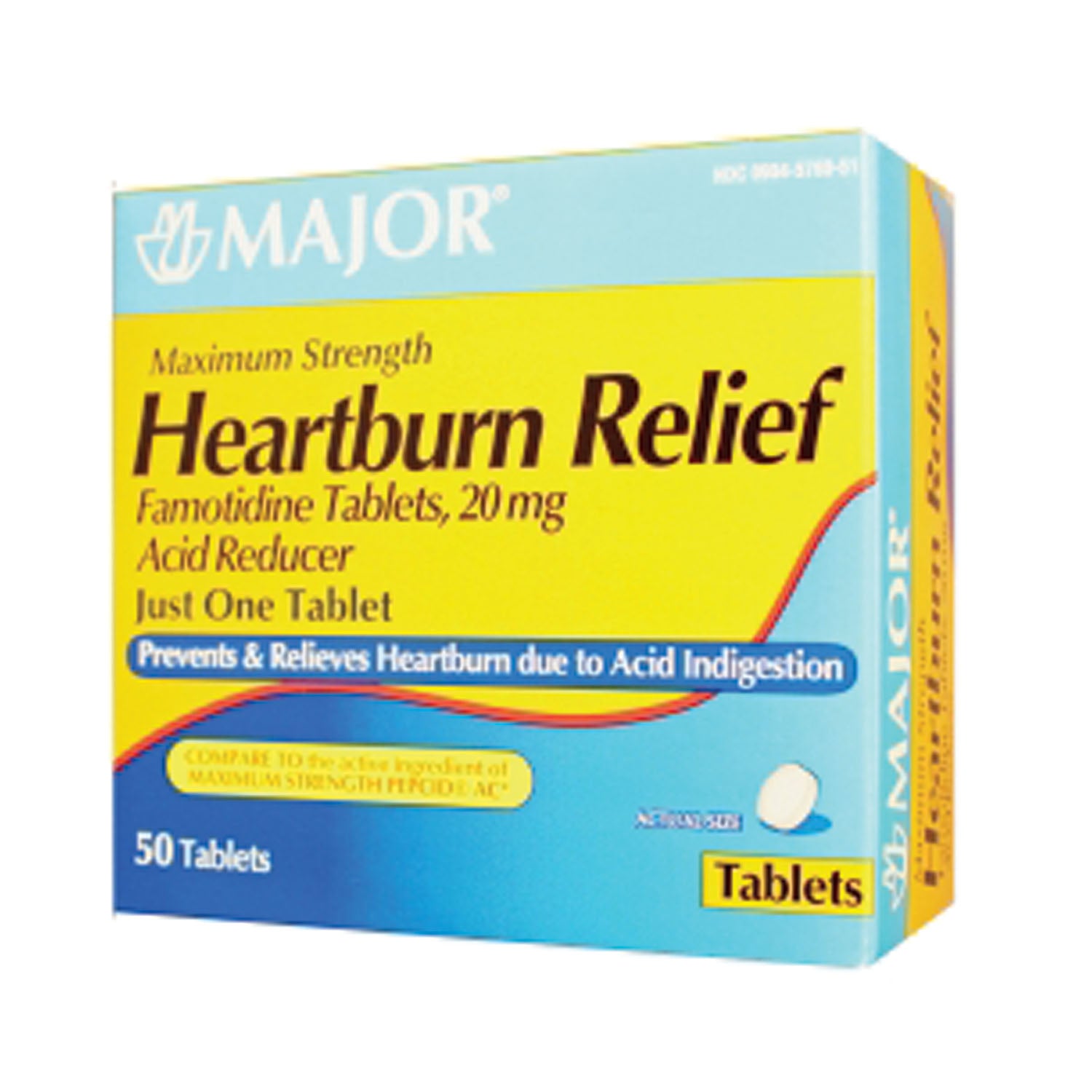 006135 - Major Pharmaceuticals - Heartburn Relief, Maximum Strength, 50s, Compare to Pepcid AC® Maximum Strength, 24/cs, NDC# 00904-5780-51 (US Only) (Products cannot be sold to retail stores or online retailers such as Amazon, Walmart, eBay, Alibaba, et