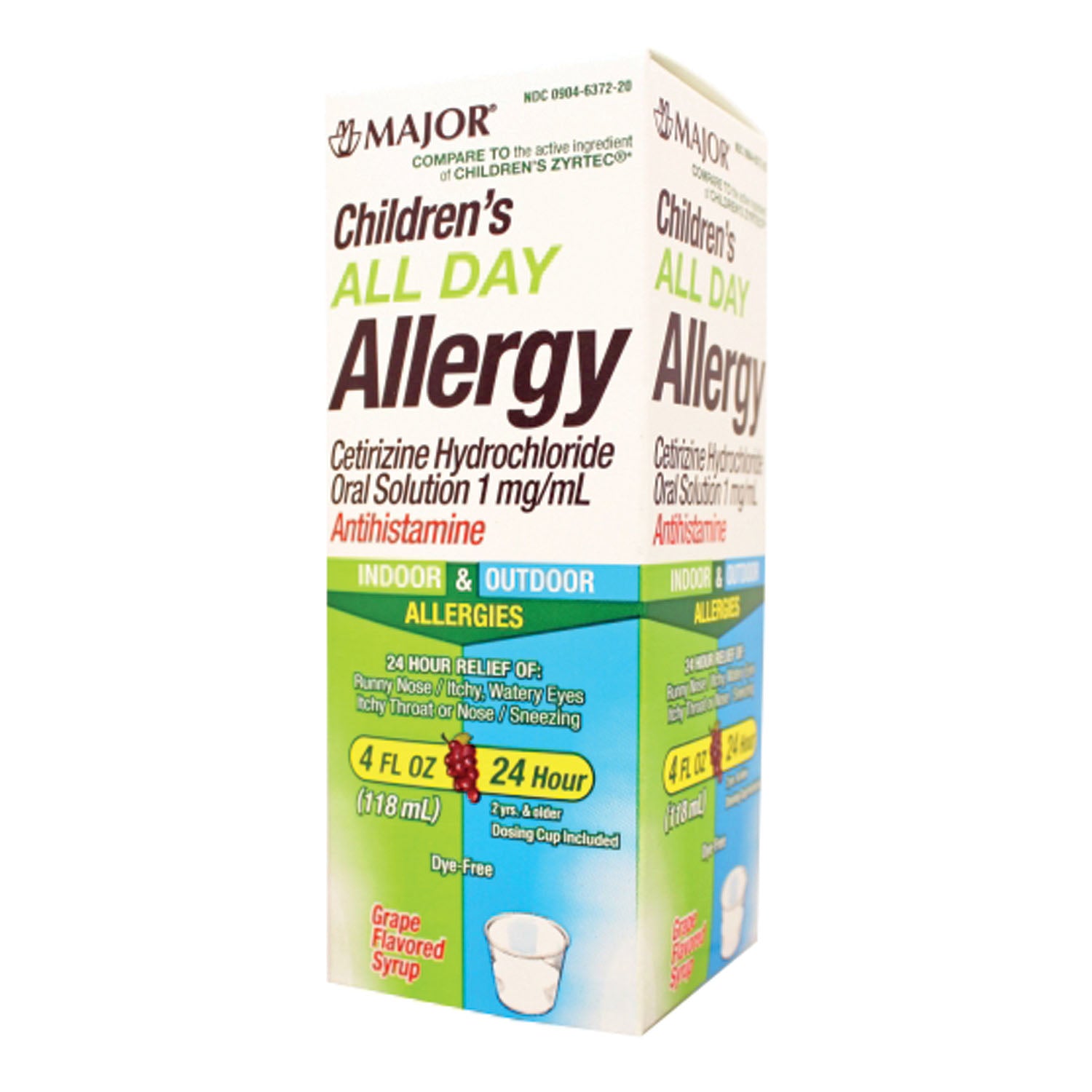 255014 - Major Pharmaceuticals - All Day Allergy, 24 Hour, 118mL, Compare to Zyrtec®, 36/cs, NDC# 00904-6765-20 (US Only) (Products cannot be sold to retail stores or online retailers such as Amazon, Walmart, eBay, Alibaba, etc.) , cs