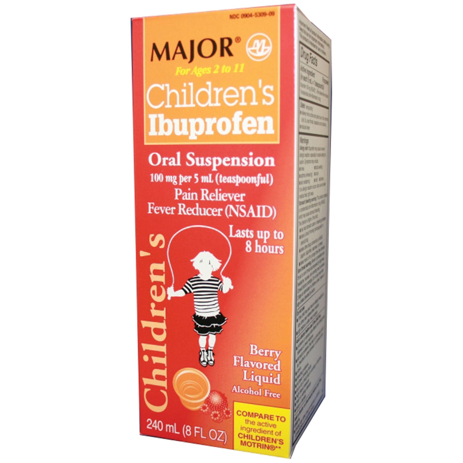 263246 - Major Pharmaceuticals - Ibuprofen, Childrens Suspension, 240mL, Boxed, Compare to Motrin®, NDC# 00904-5309-09 (US Only) (Products cannot be sold to retail stores or online retailers such as Amazon, Walmart, eBay, Alibaba, etc.) , ea