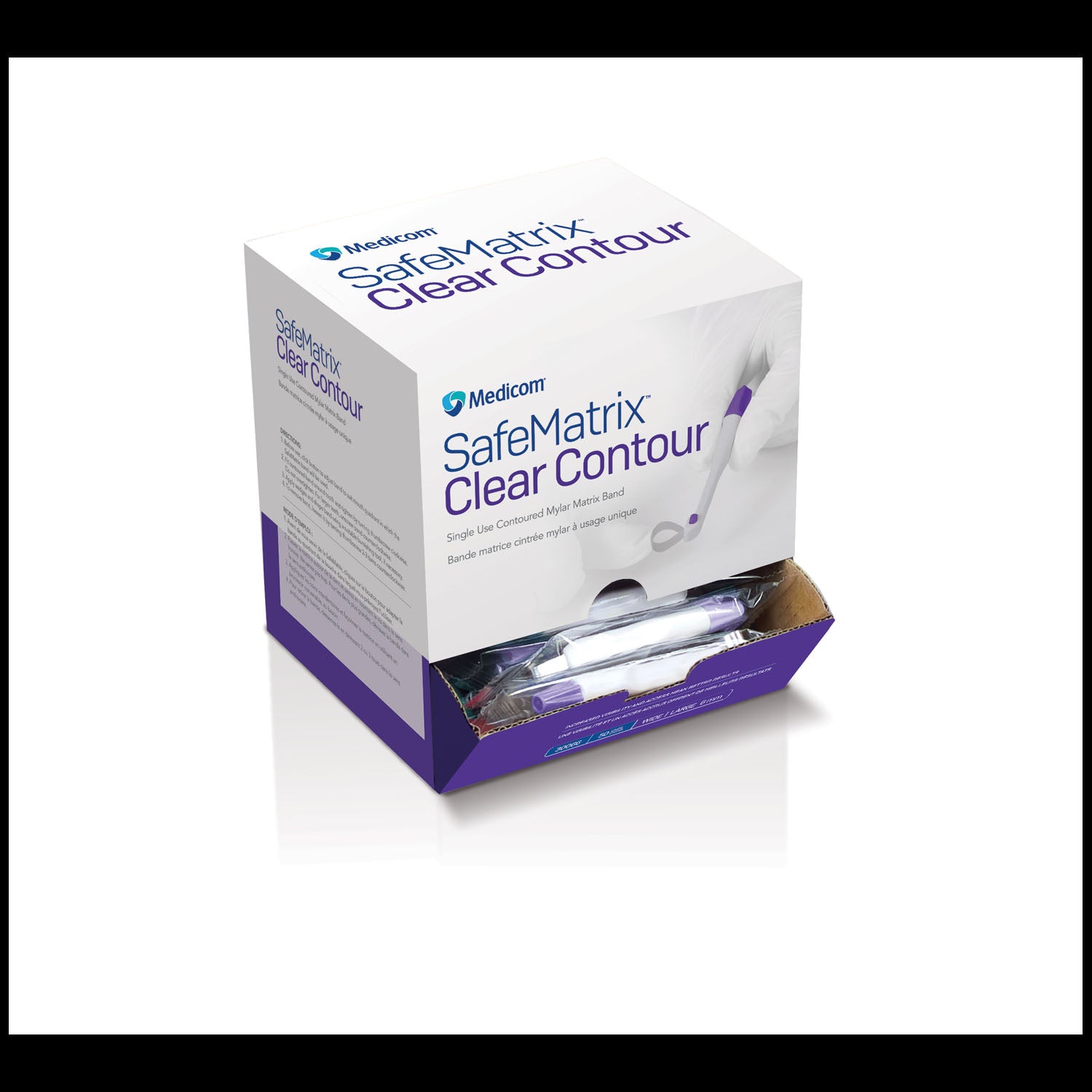 30066 - Medicom, Inc. - Clear Contour Single-use Matrix Band. Wide, 6mm, Purple, 50 bands/bx (Not Available for sale into Canada) , bx
