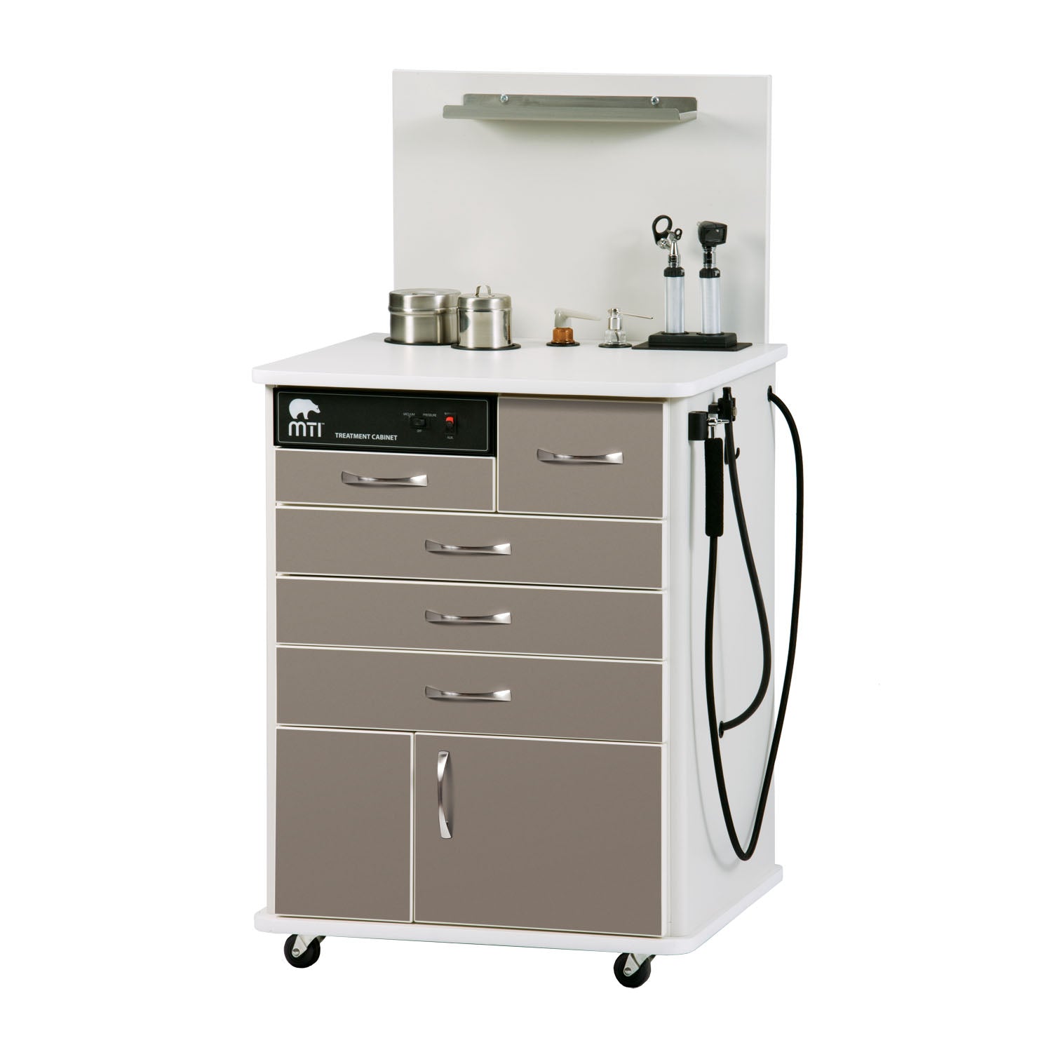 TC100AS-101-207 - MTI - Medical Technology Industries, Inc. - Gabinete de otorrinolaringología TC100AS, para sentarse, configuración estándar 1, laminado sombreado, borde blanco (SOLO ENVÍO DIRECTO) (EE. UU. continentales y Canadá), c/u