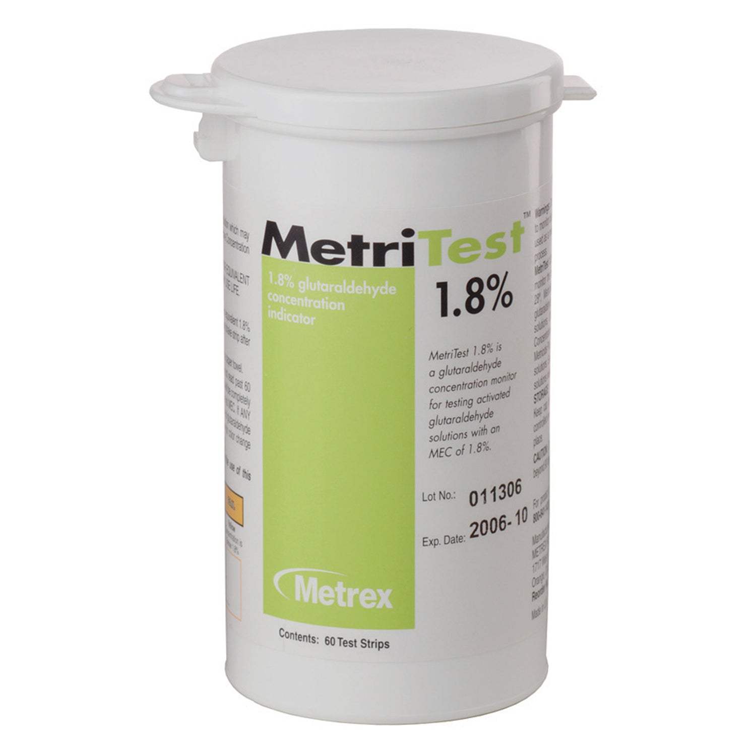10-304 - Metrex Research Corporation - MetriTest 1.8, For 28 Day Use Life, 60 strips/bottle, 2 btl/cs (US Only) , cs