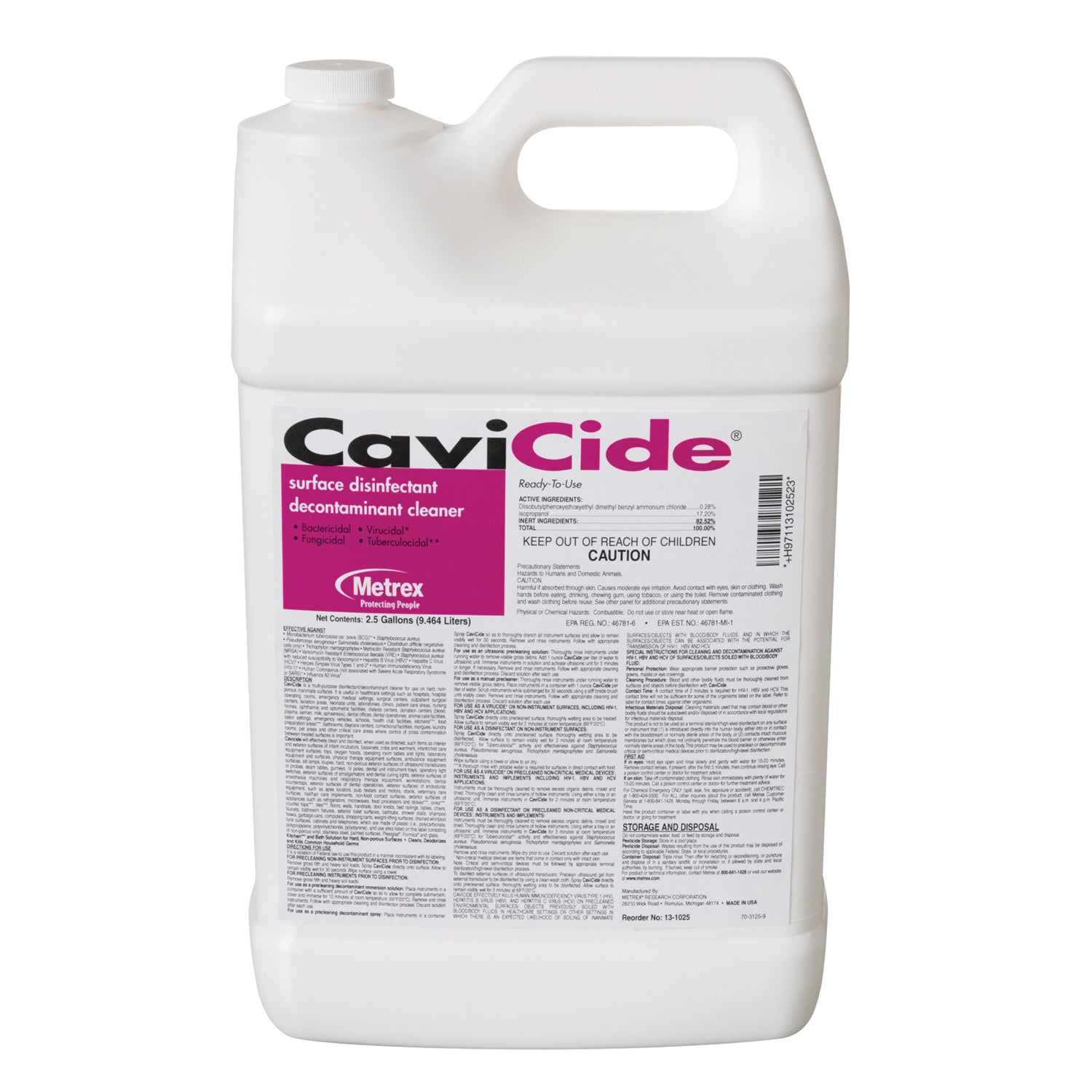 13-1025 - Metrex Research Corporation - CaviCide 2½ Gallon, 2/cs (36 cs/plt) (US Only) , cs