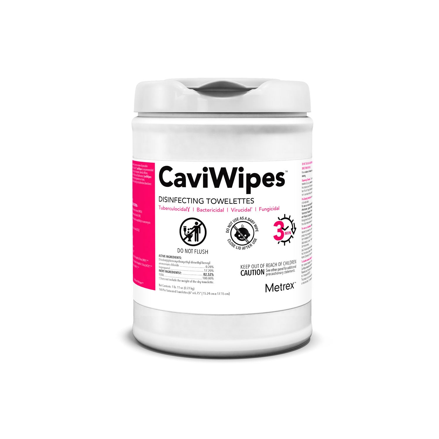 13-1100 - Metrex Research Corporation - CaviWipes, 160 Wipes, 12 canisters/cs (40 cs/plt) (091263) (US Only) , cs
