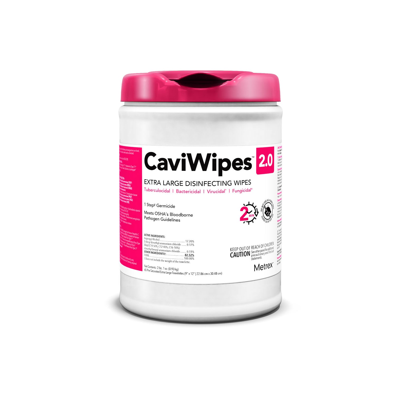 14-1150 - Metrex Research Corporation - CaviWipes 2.0 XL, 65 wipes/canister, 12 can/cs (40 cs/plt) (US Only) , cs