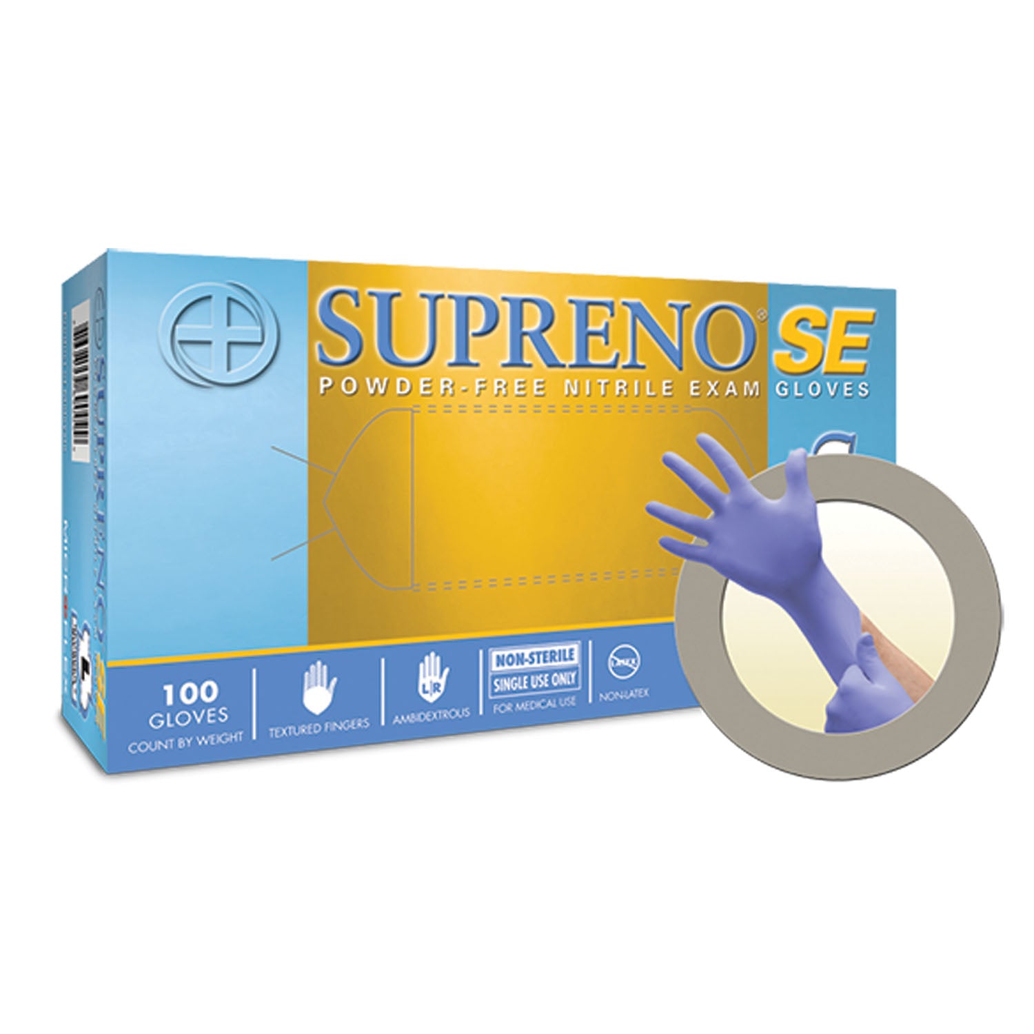 SU-690-L - Ansell - Exam Gloves, Nitrile, PF, Latex-Free, Textured Fingers, Blue, Large, 100/bx; 10 bx/cs (US Only) , cs