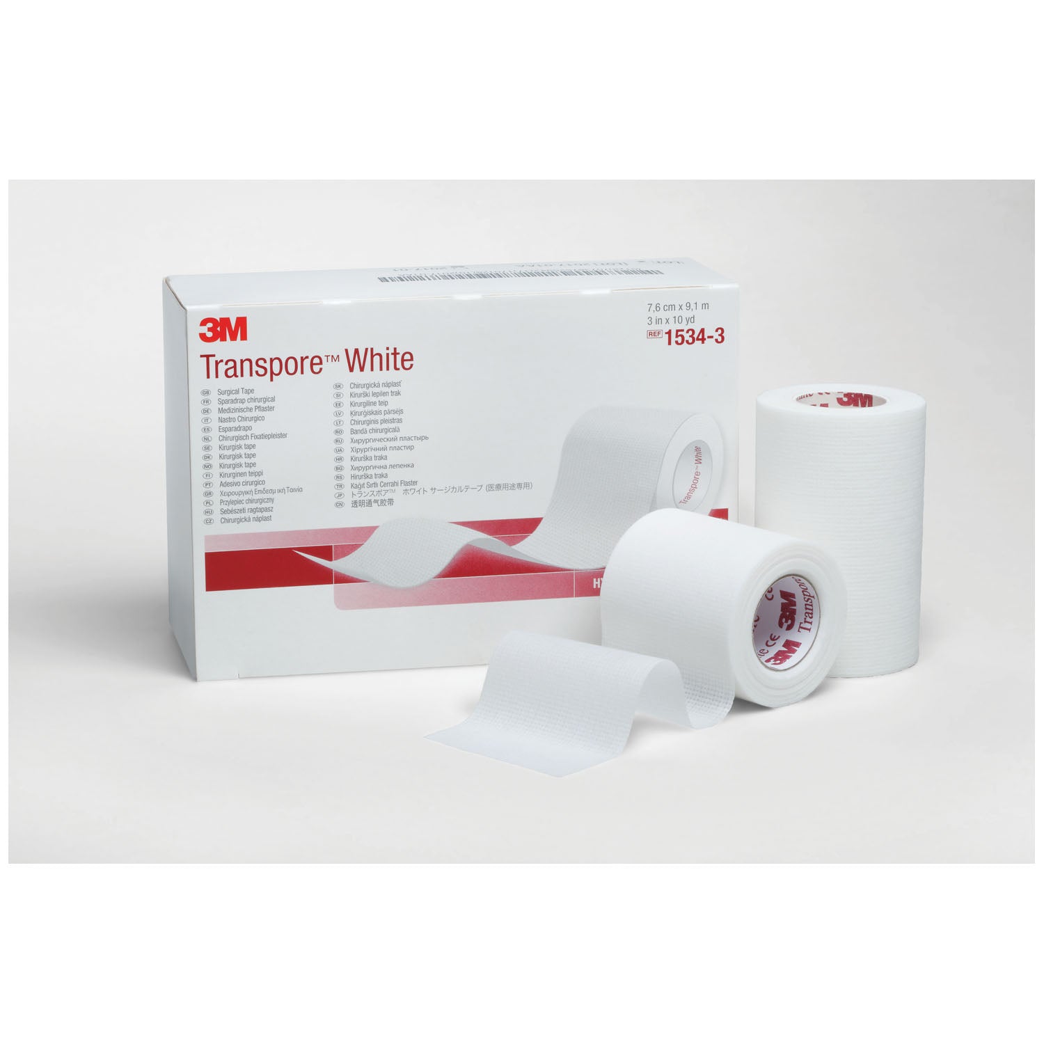 1534-3 - Solventum Corporation - White Dressing Tape, 3" x 10 yds, 4/bx, 10 bx/cs (Continental US+HI Only) , cs