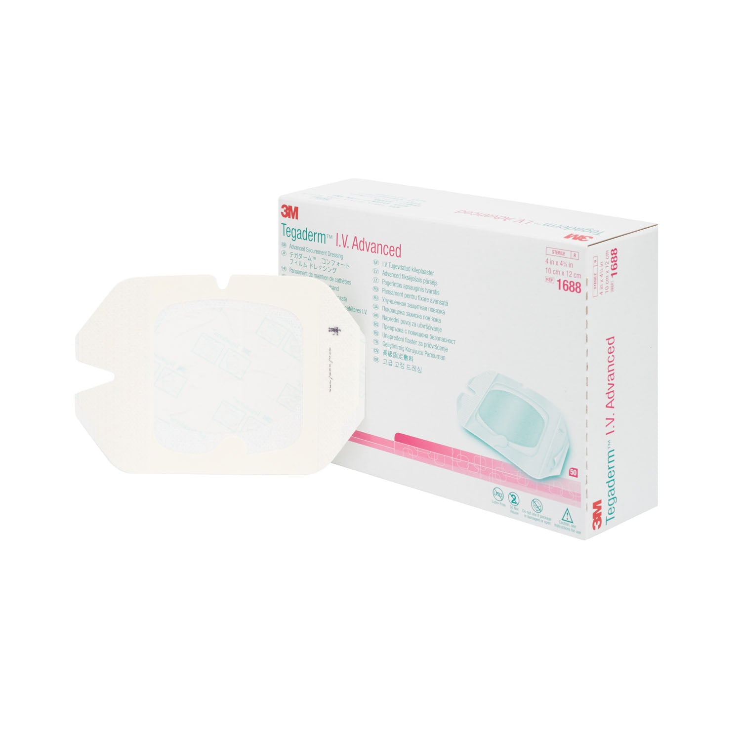 1688 - Solventum Corporation - IV Advanced Dressing, 4" x 4¾", 50/bx, 4 bx/cs (Continental US+HI Only) , cs