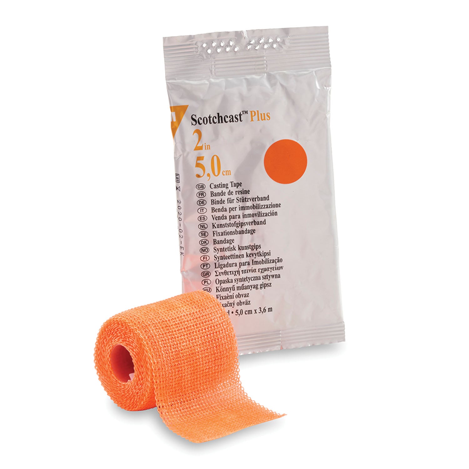 82002W - Solventum Corporation - Cinta de yeso Plus, 2" x 4 yardas, naranja brillante, 10/caja (solo EE. UU. continental + HI), caja