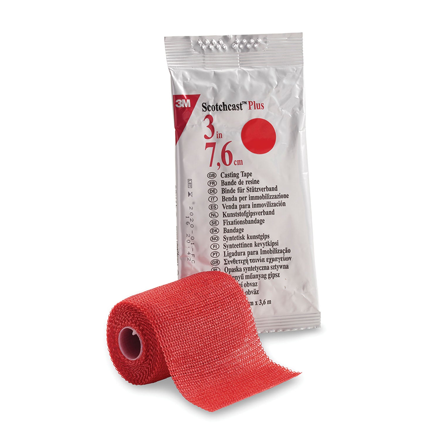 82003R - Solventum Corporation - Plus Casting Tape, 3" x 4 yds, Red, 10/cs (Continental US+HI Only) , cs
