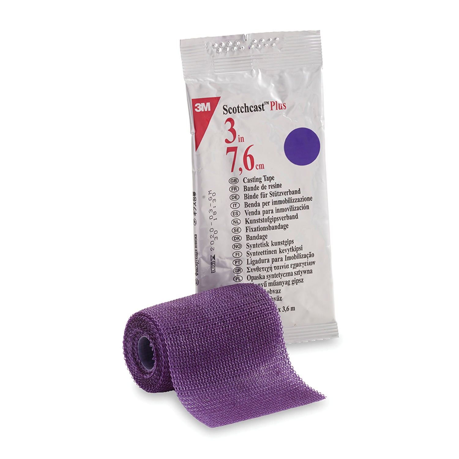 82003U - Solventum Corporation - Cinta de yeso Plus, 3" x 4 yardas, morada, 10/caja (solo EE. UU. continental + HI), caja